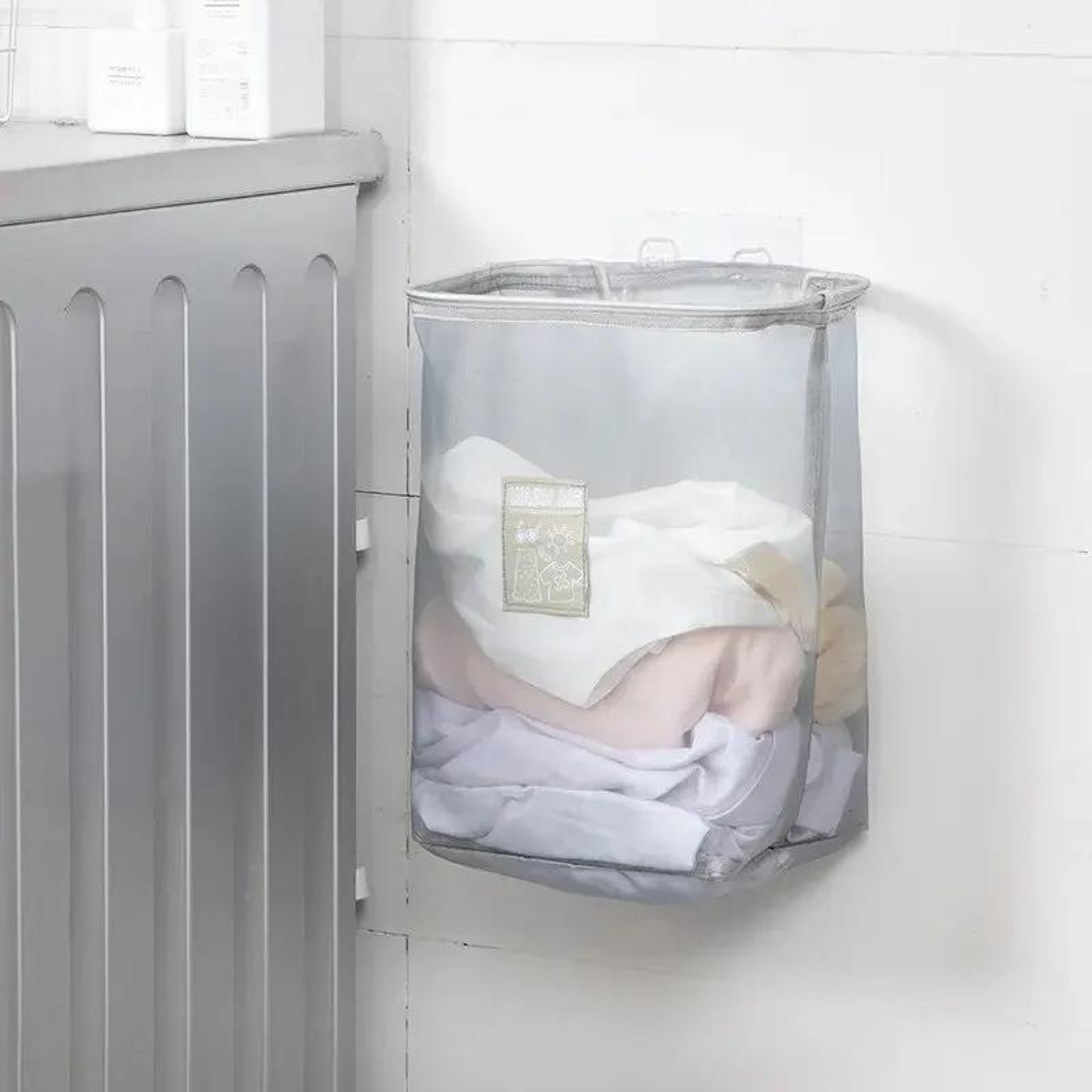 Foldable Wall Mounted Laundry Basket Space Saving Dirty Clothes Storage Hamper – view 6