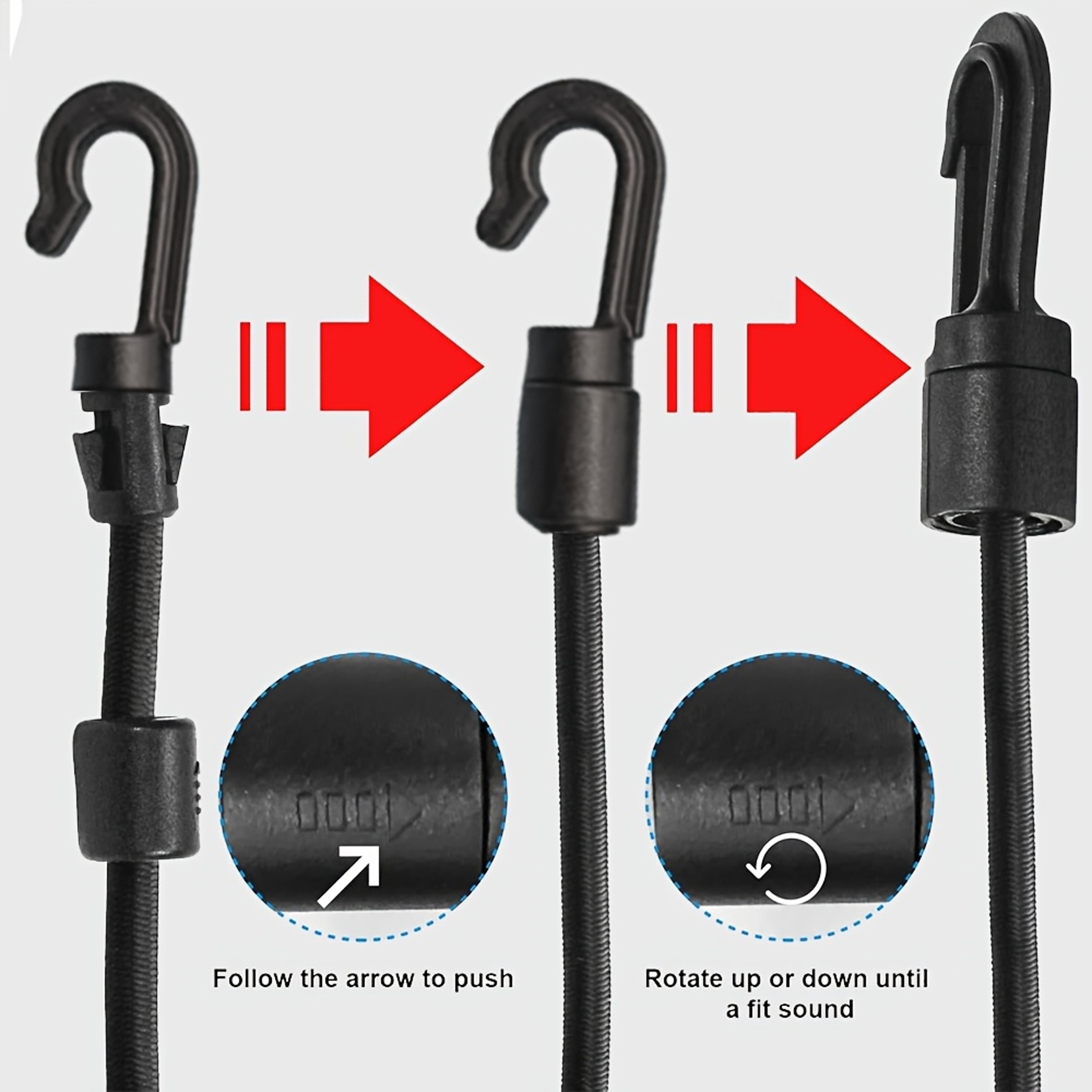 Heavy Duty Bungee Cords with Hooks Adjustable Tie Down Straps – view 3