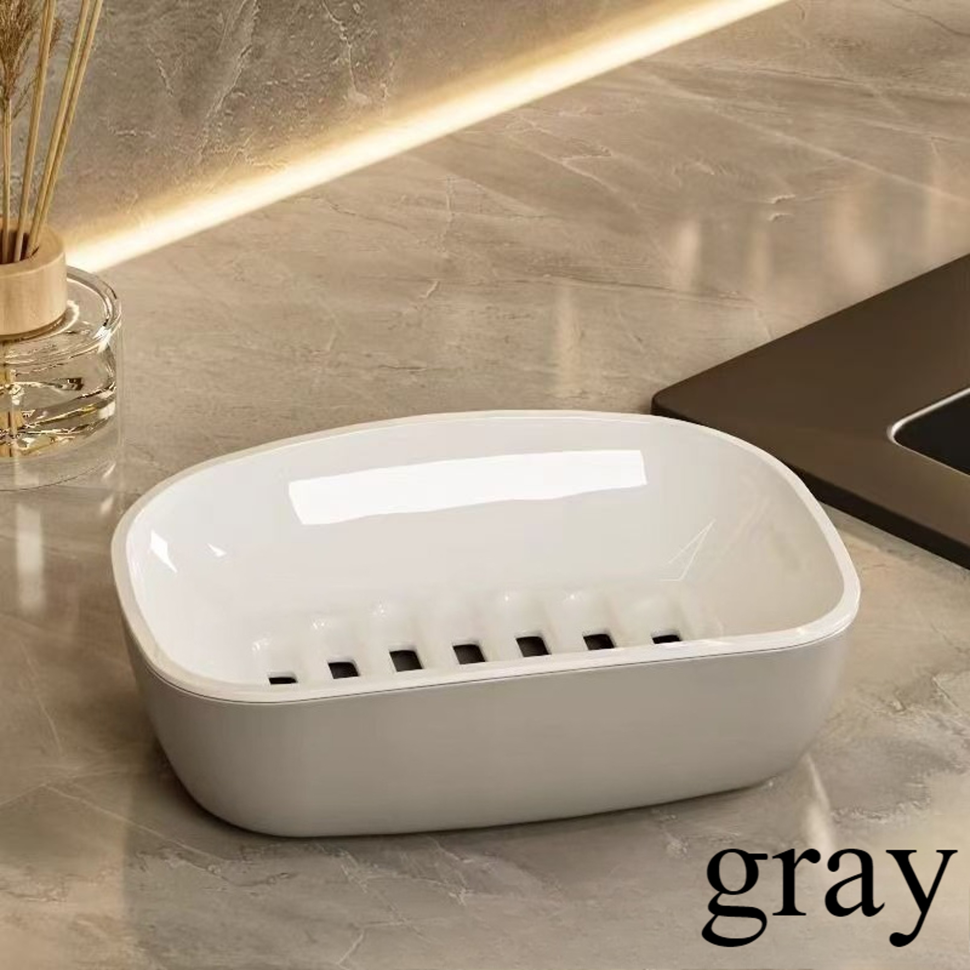 Self Draining Soap Dish Double Layer Bathroom Sink Soap Holder – view 6