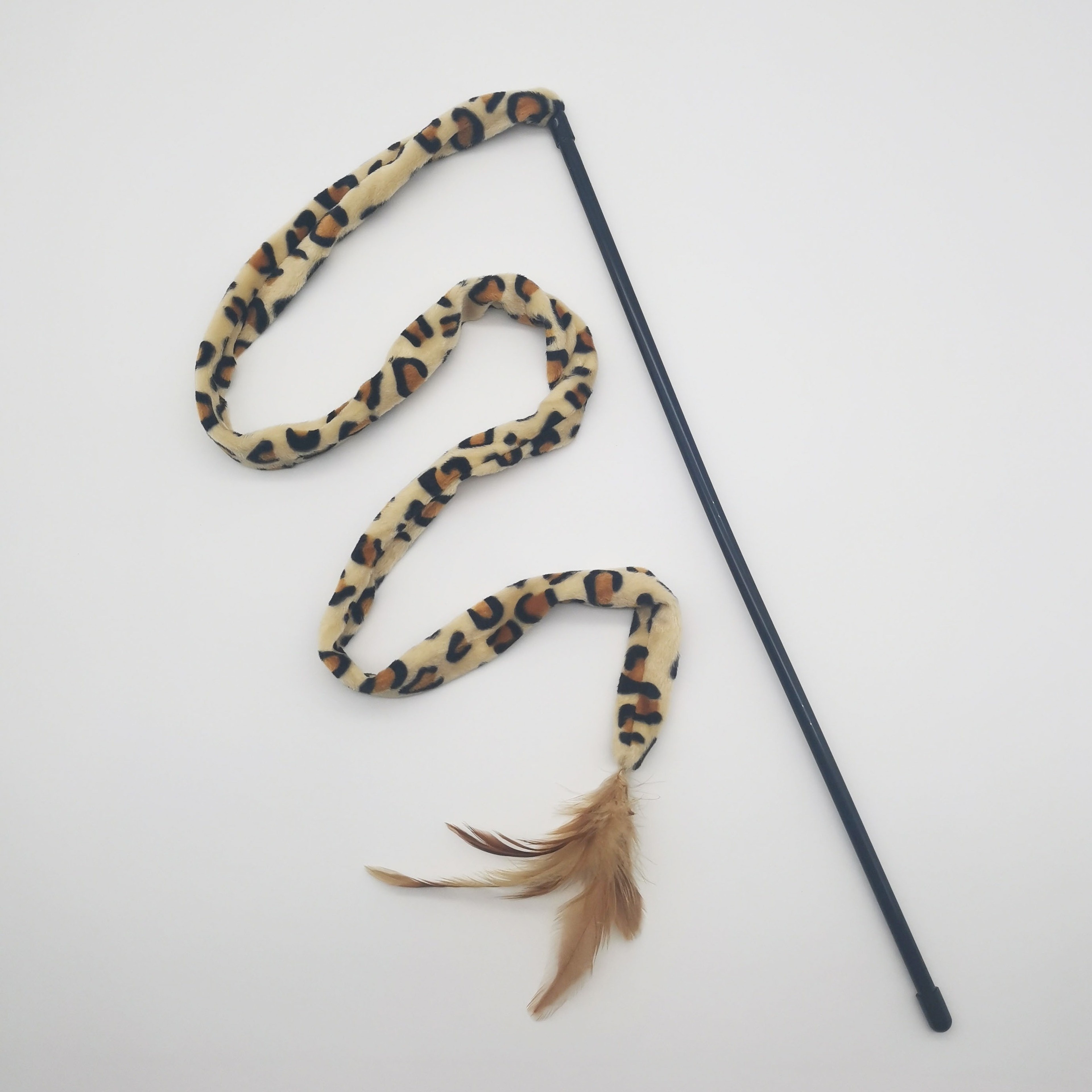 Leopard Print Interactive Cat Teaser Wand with Feather Toy for Indoor Cats – view 1
