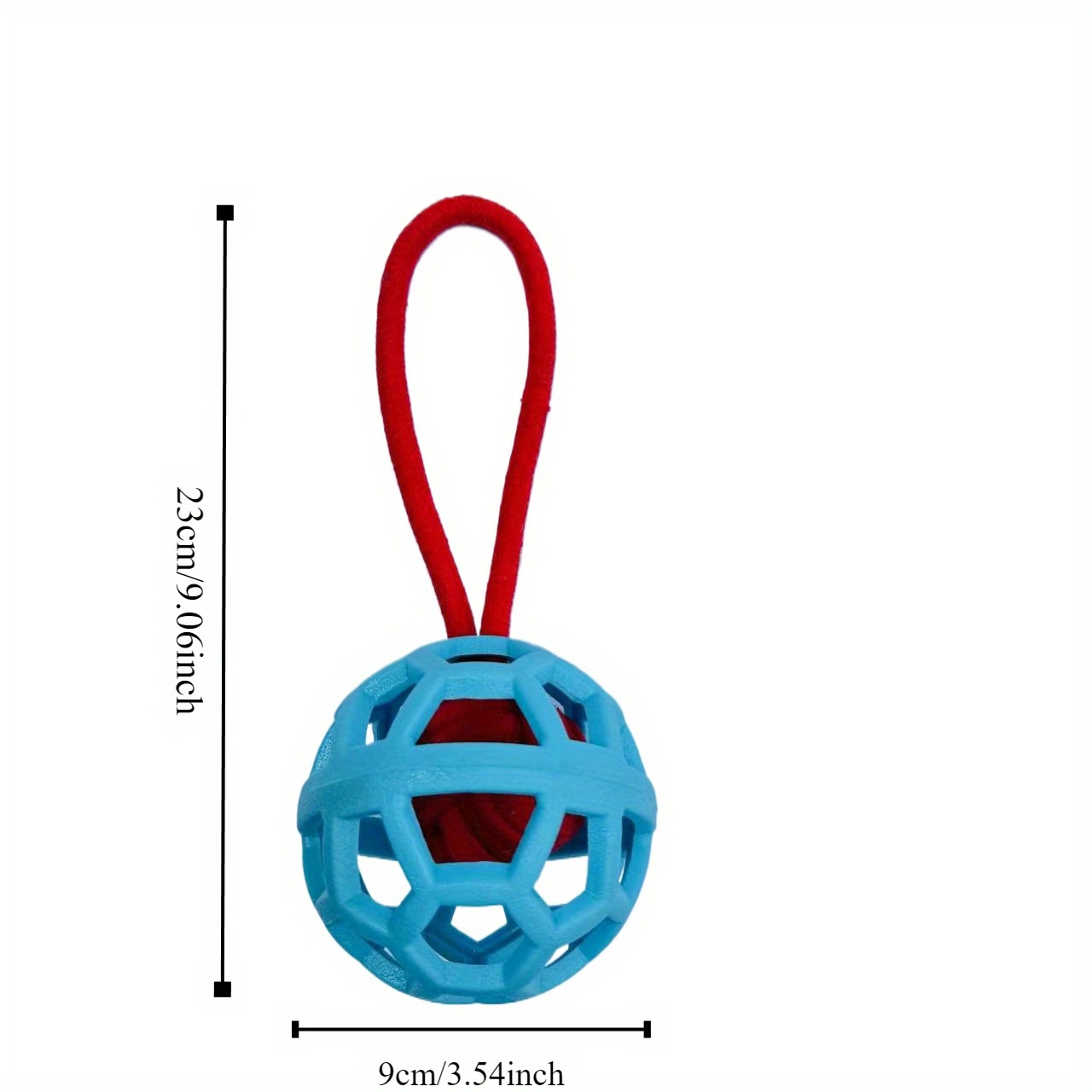 Durable TPR Dog Chew Ball With Rope Handle Interactive Training Toy 2