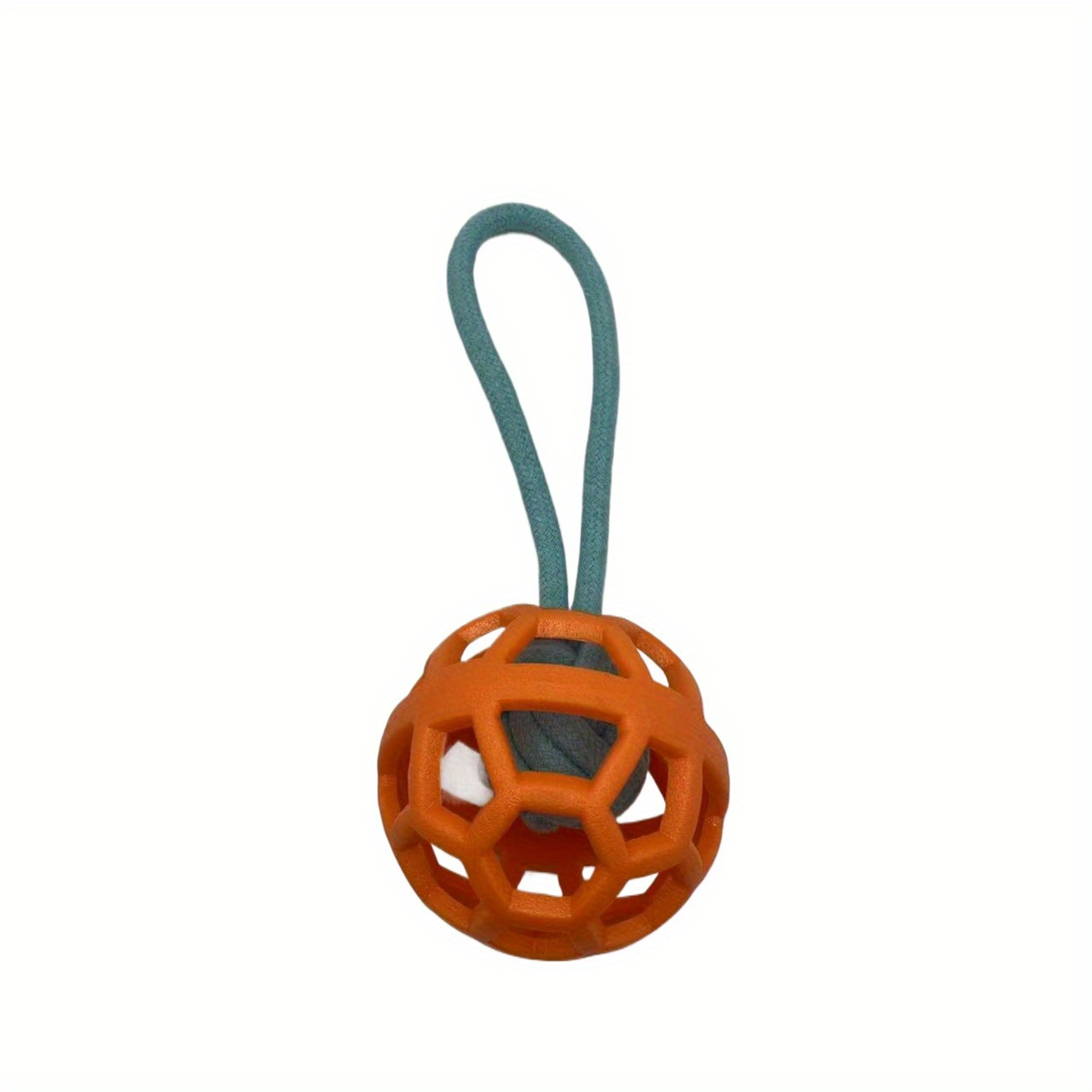 Durable TPR Dog Chew Ball With Rope Handle Interactive Training Toy 4