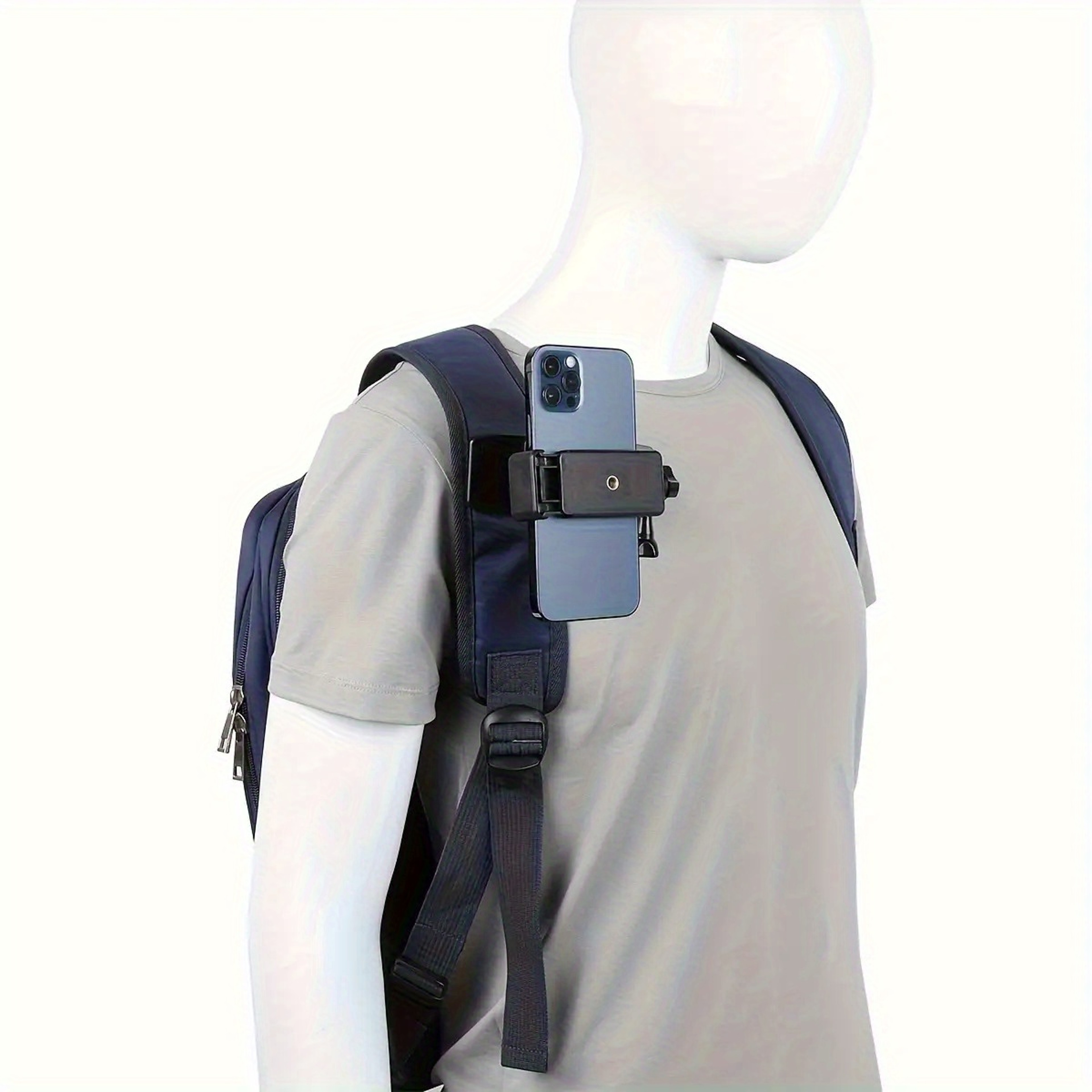 Backpack Phone Holder Adjustable Shoulder Strap Phone Mount for Hands Free Vlogging & Hiking – view 2