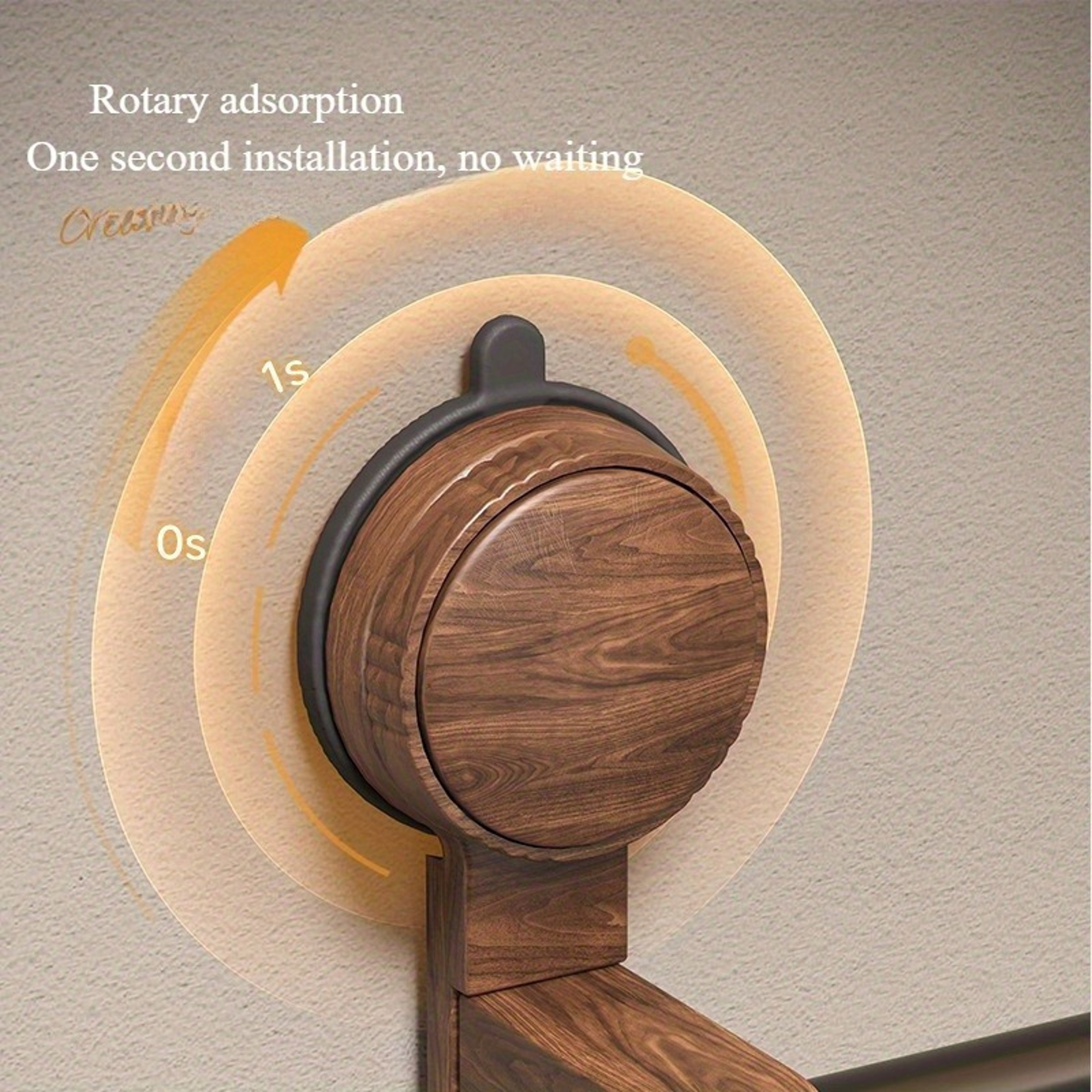 Vintage No Drill Towel Ring Walnut Wood Suction Cup Bathroom Towel Holder 1