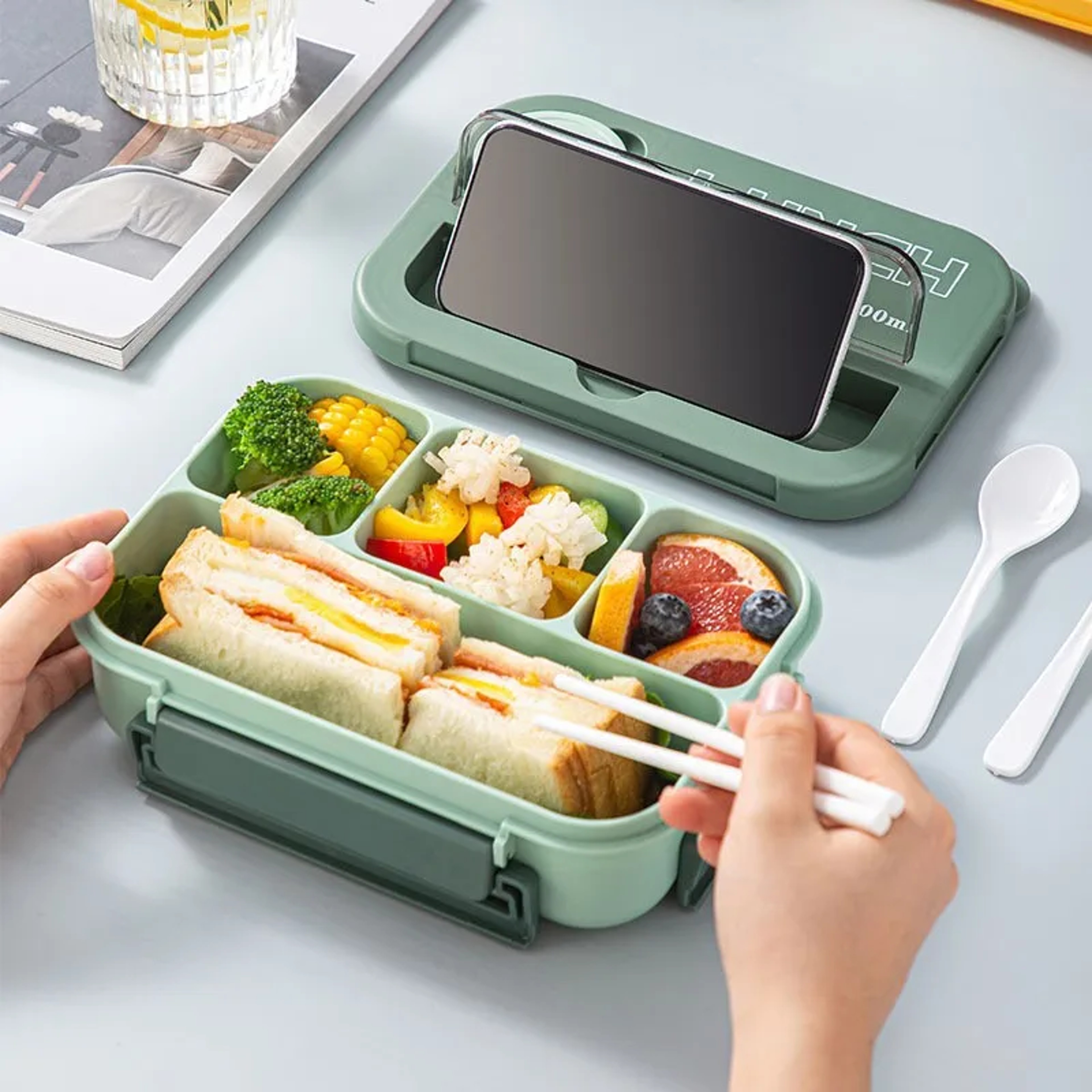 Portable Bento Lunch Box With Compartments 2