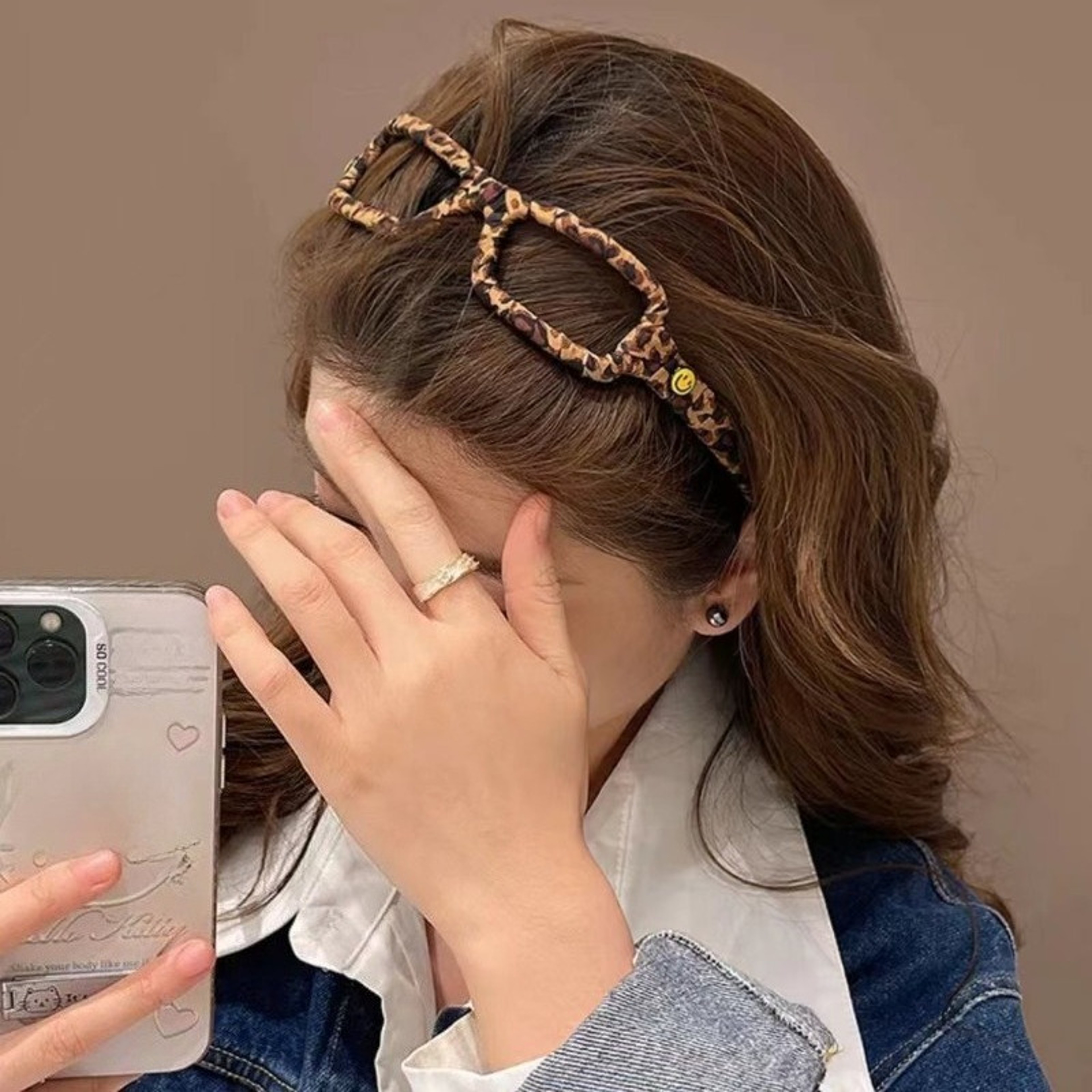 Korean Leopard Print Headband for Women Stylish Fashion Hair Accessory with Glasses Design – view 2