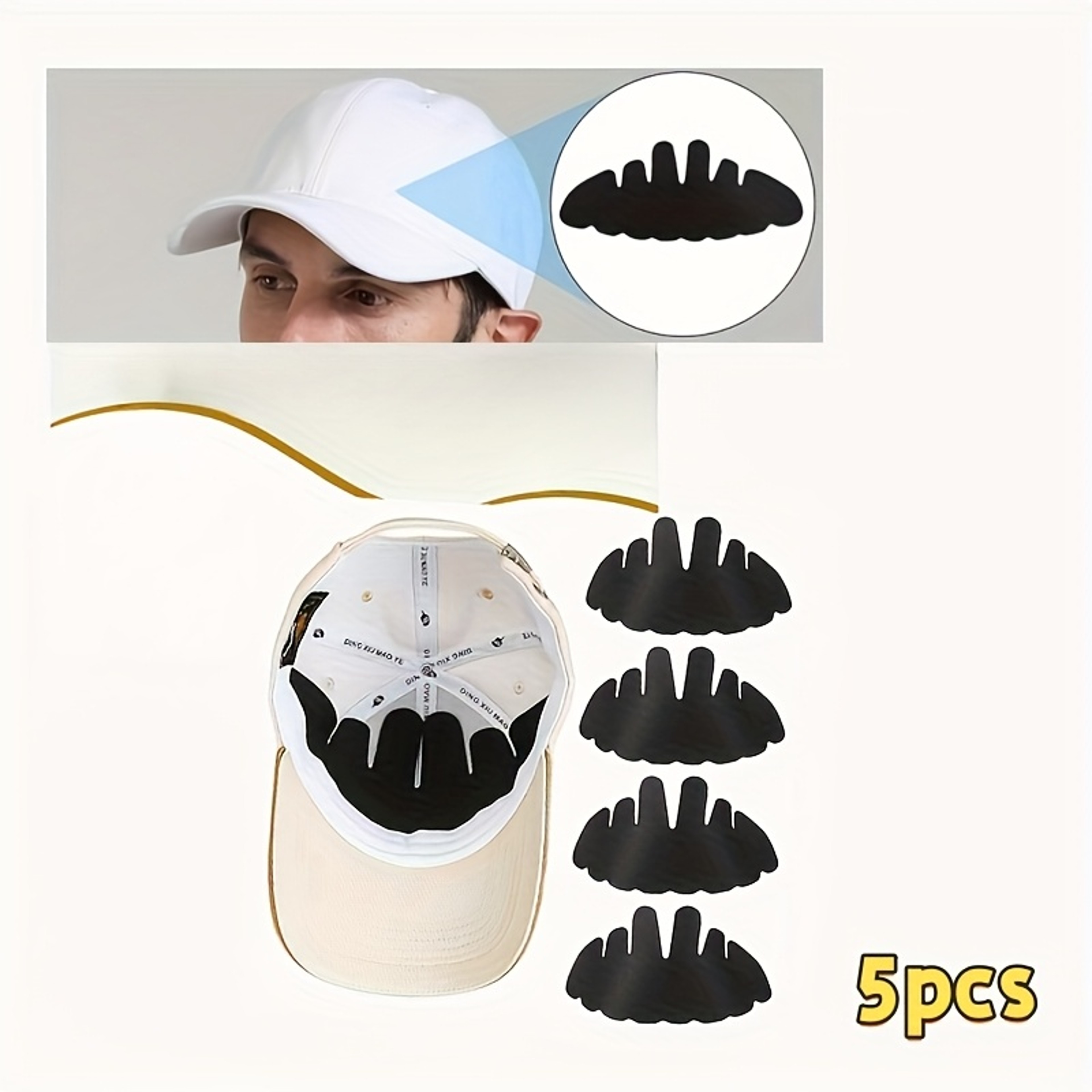 Sweat Absorbing Cap Liners Reusable Hat Sweatband Inserts for Baseball Caps and Hard Hats – view 1