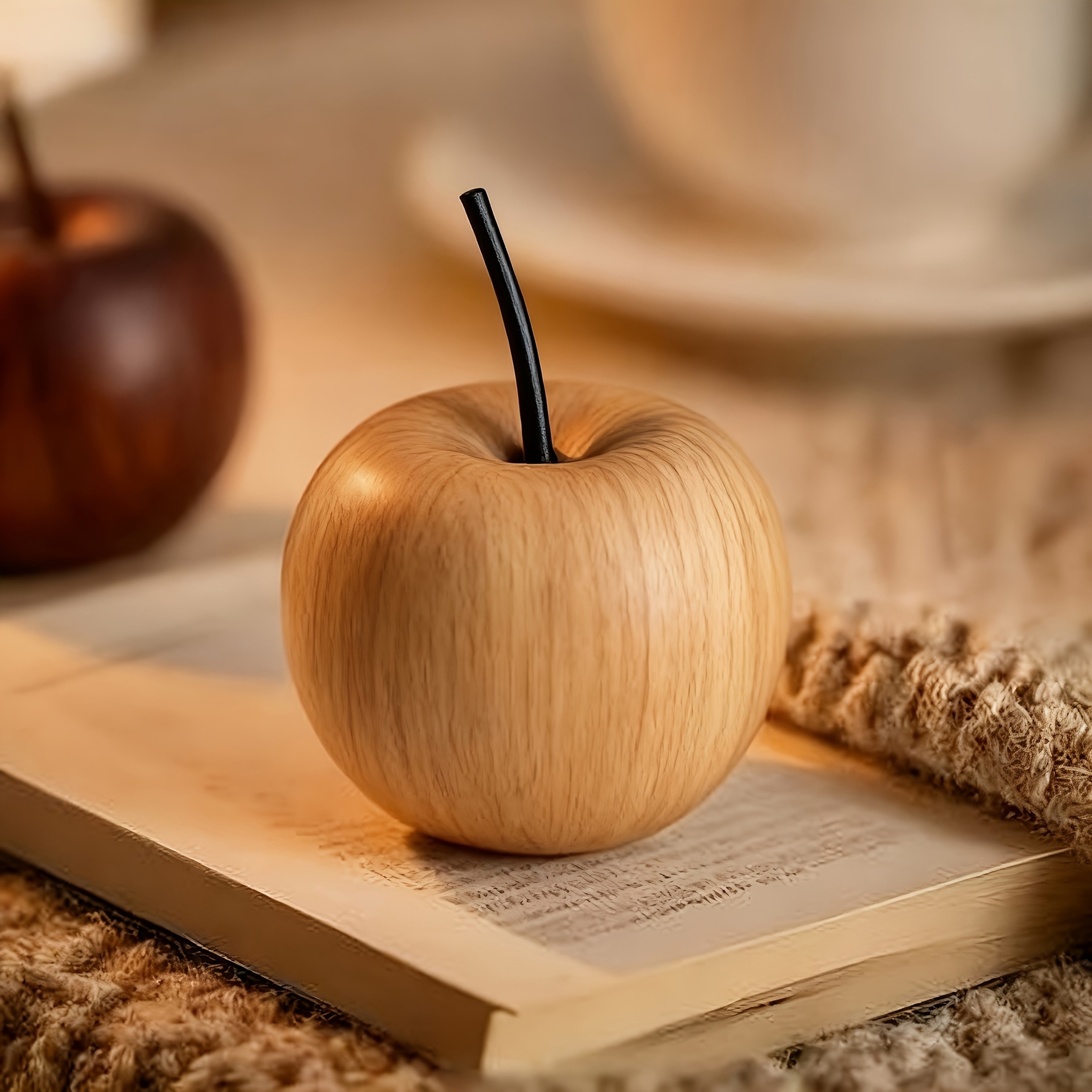 Natural Wooden Apple Aroma Diffuser Handmade Maple Wood Decor 0
