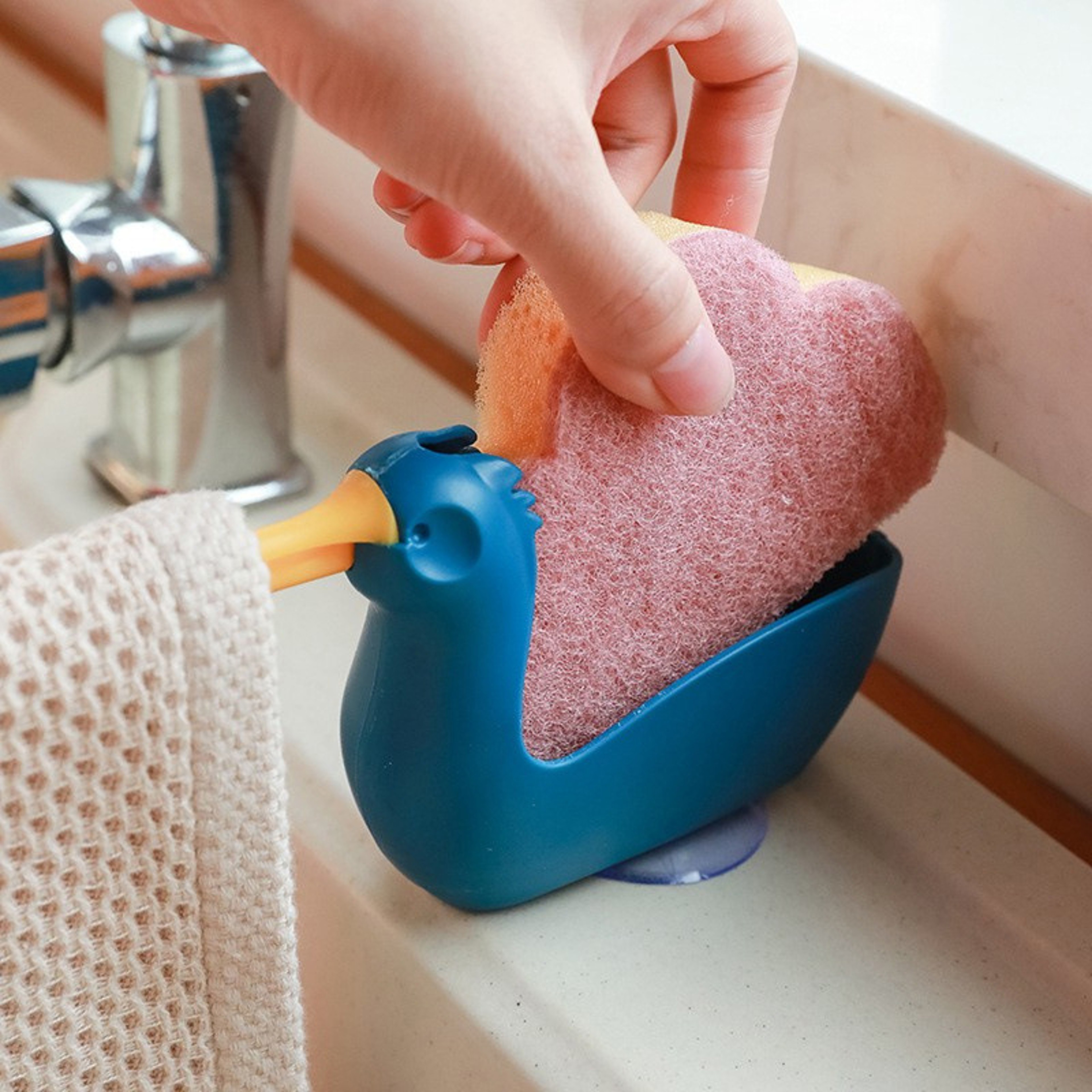Kitchen Sink Sponge Holder Rack With Quick Drain Storage Organizer 1