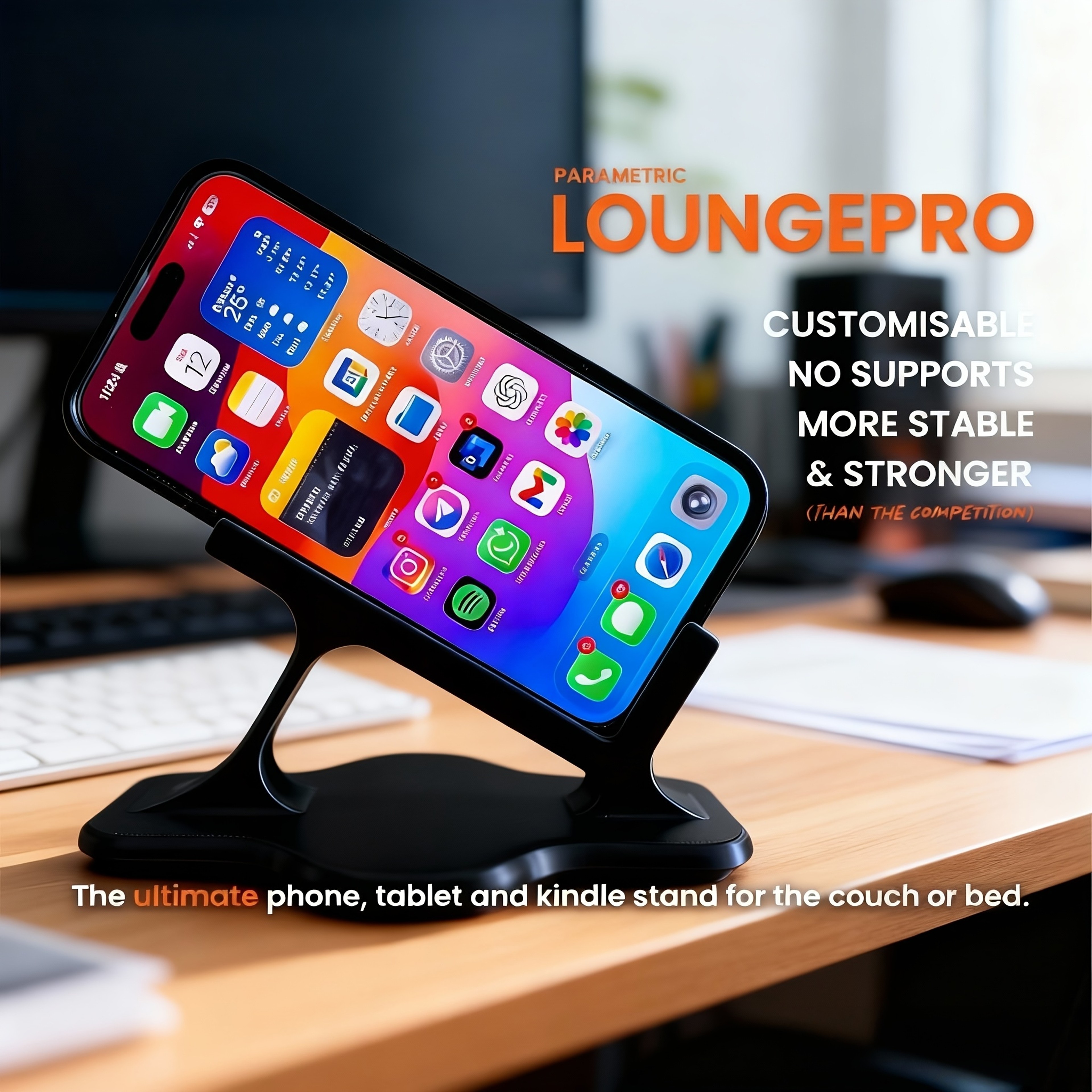 Heavy Duty Bedside Phone Holder Adjustable Hands Free Stand For Comfortable Viewing 0