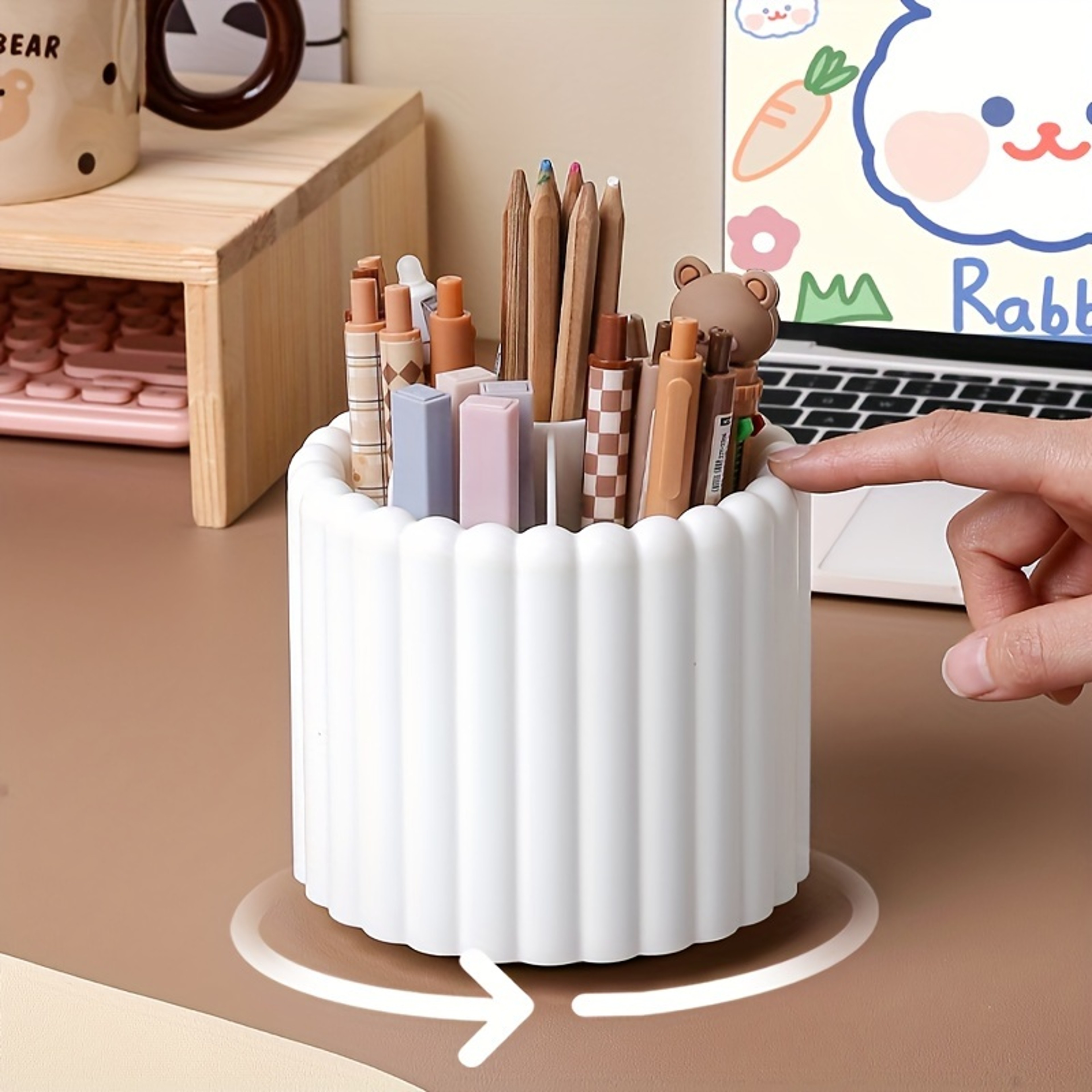 Rotating Desk Organizer Space Saving Pen Holder For Home Office School 2