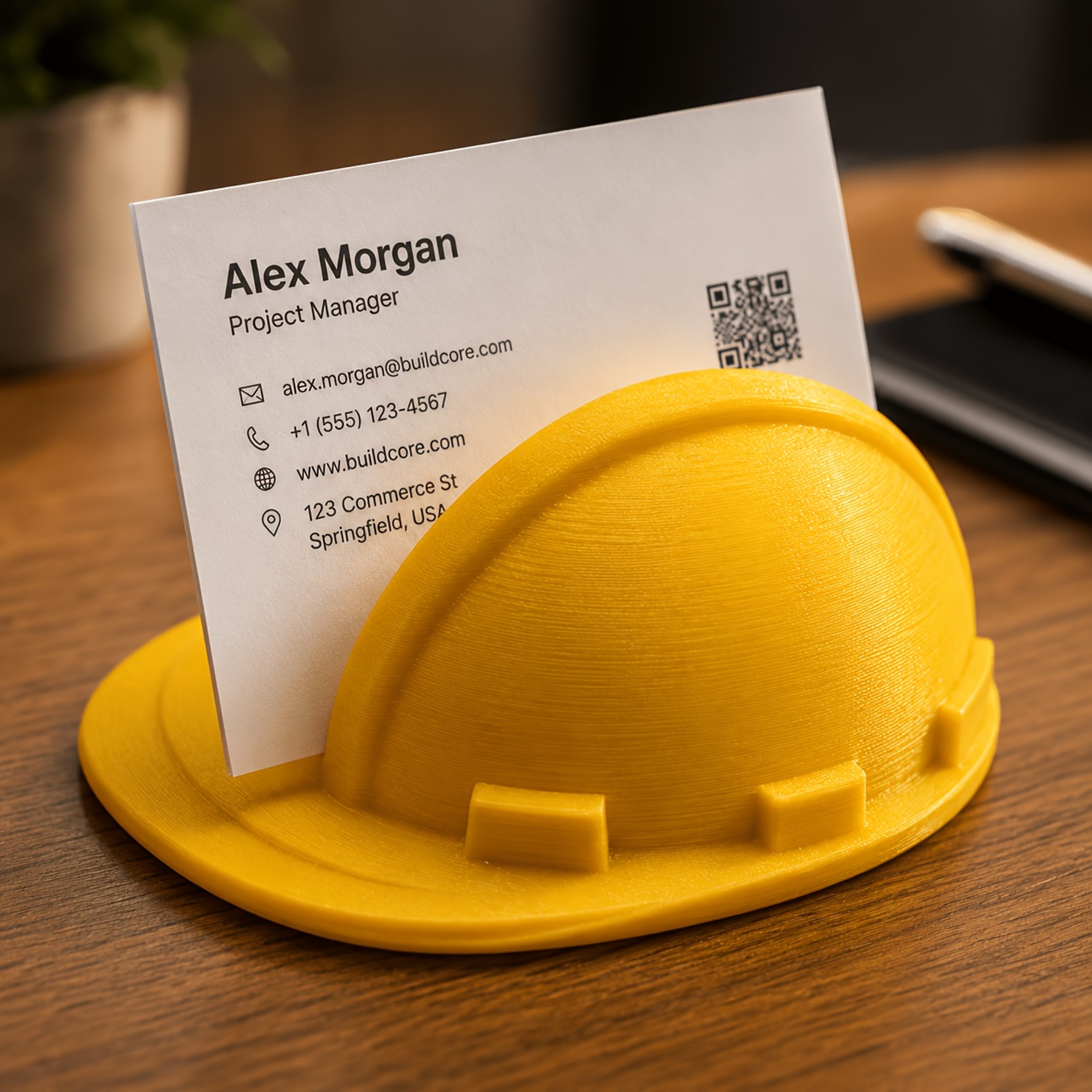 Printed Hard Hat Business Card Holder Industrial Desk Organizer for Office Decor – view 4