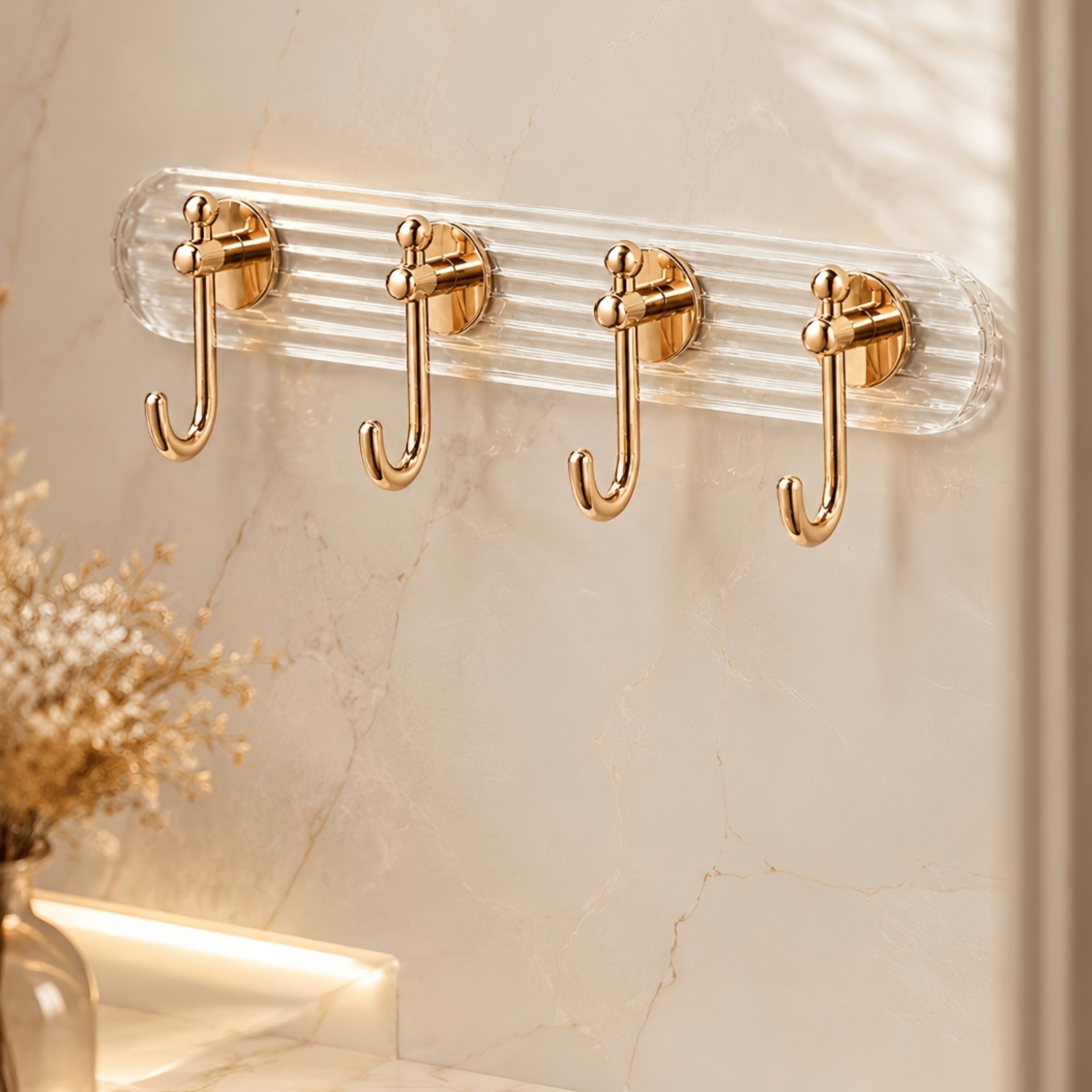 Rose Gold Adhesive Wall Hook No Drill Bathroom Towel Holder Organizer – view 2