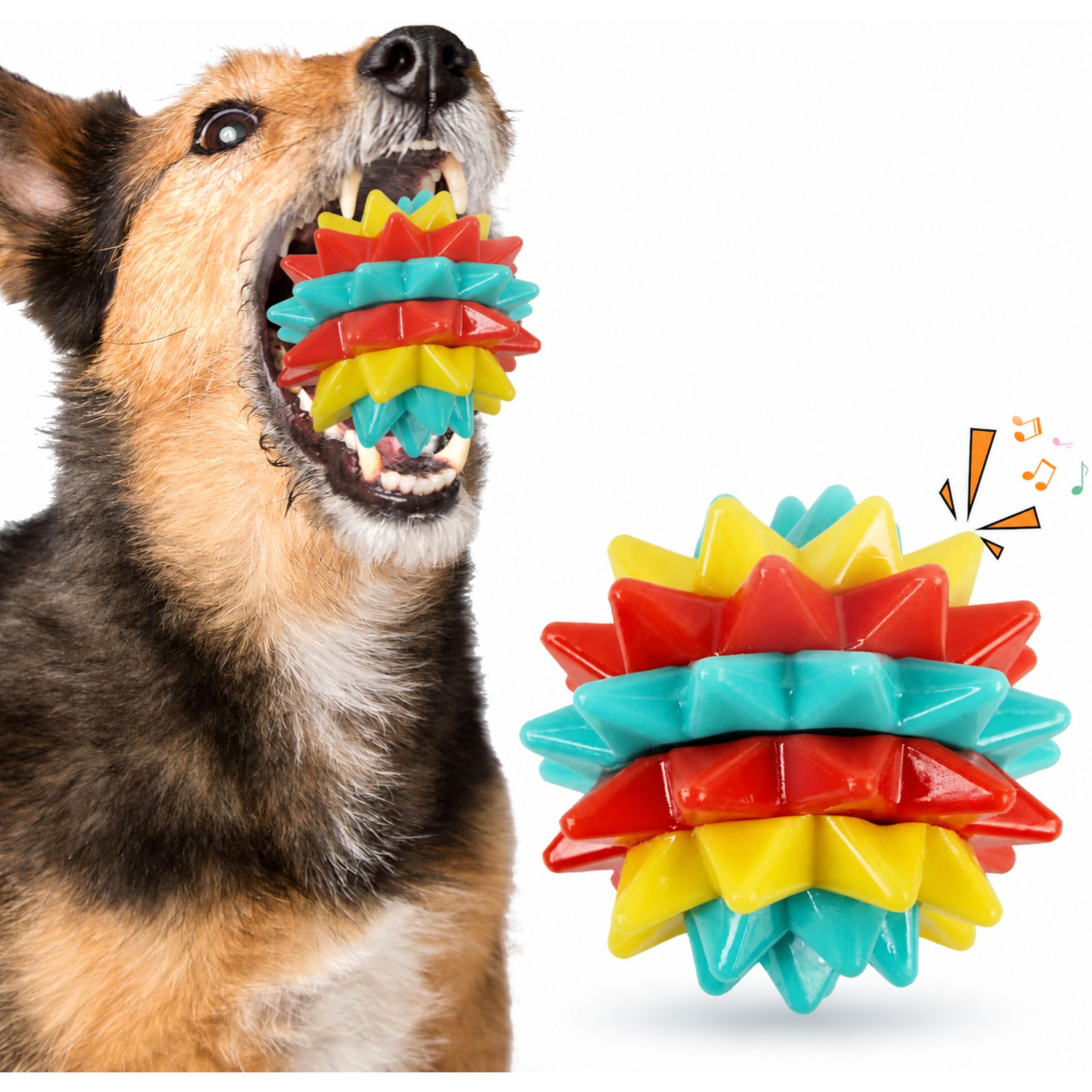 Durable Dog Chew Toy Ball with Squeaker for Aggressive Chewers and Dental Cleaning – view 1