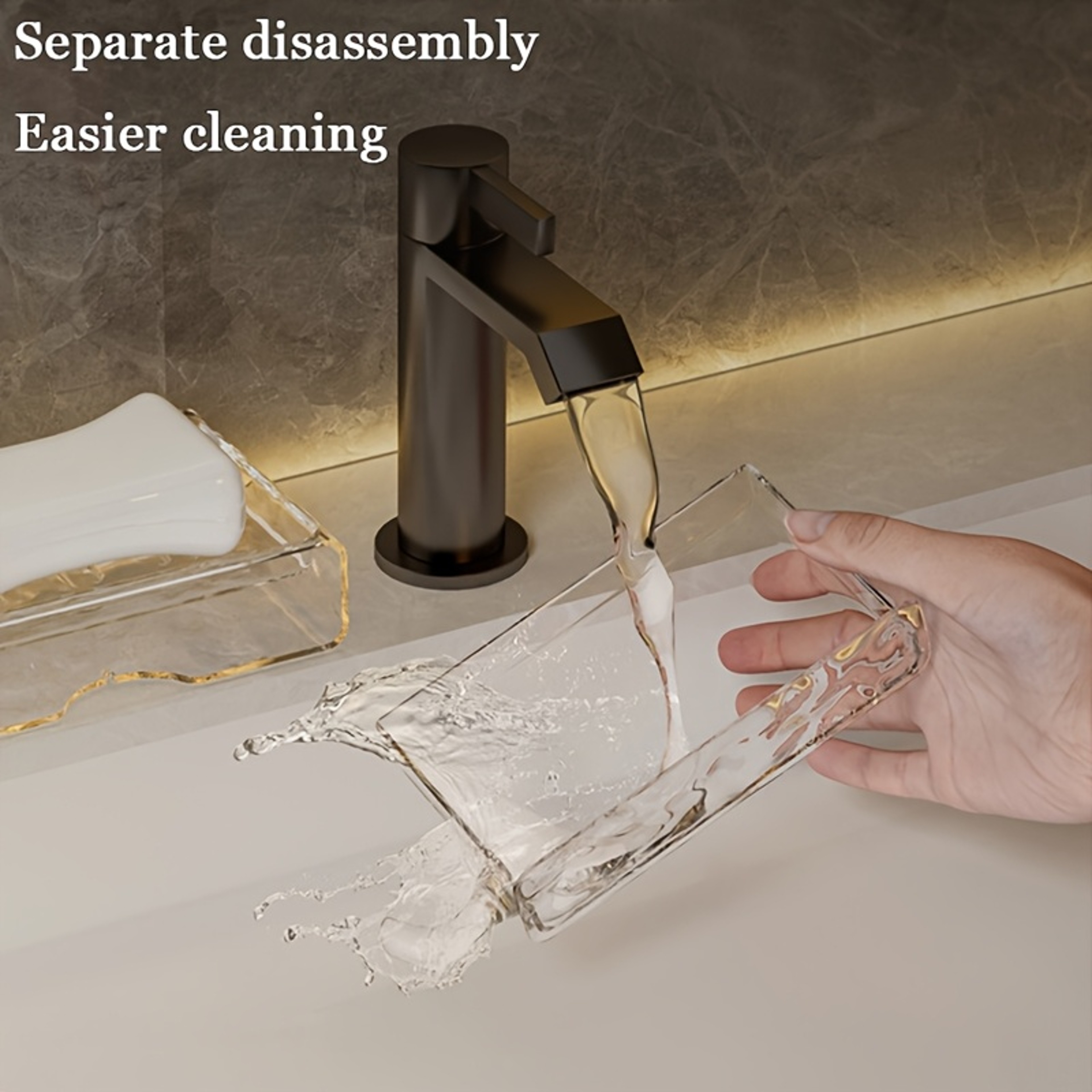 Transparent Double Layer Wall Mount Soap Box with Drain Tray – view 4