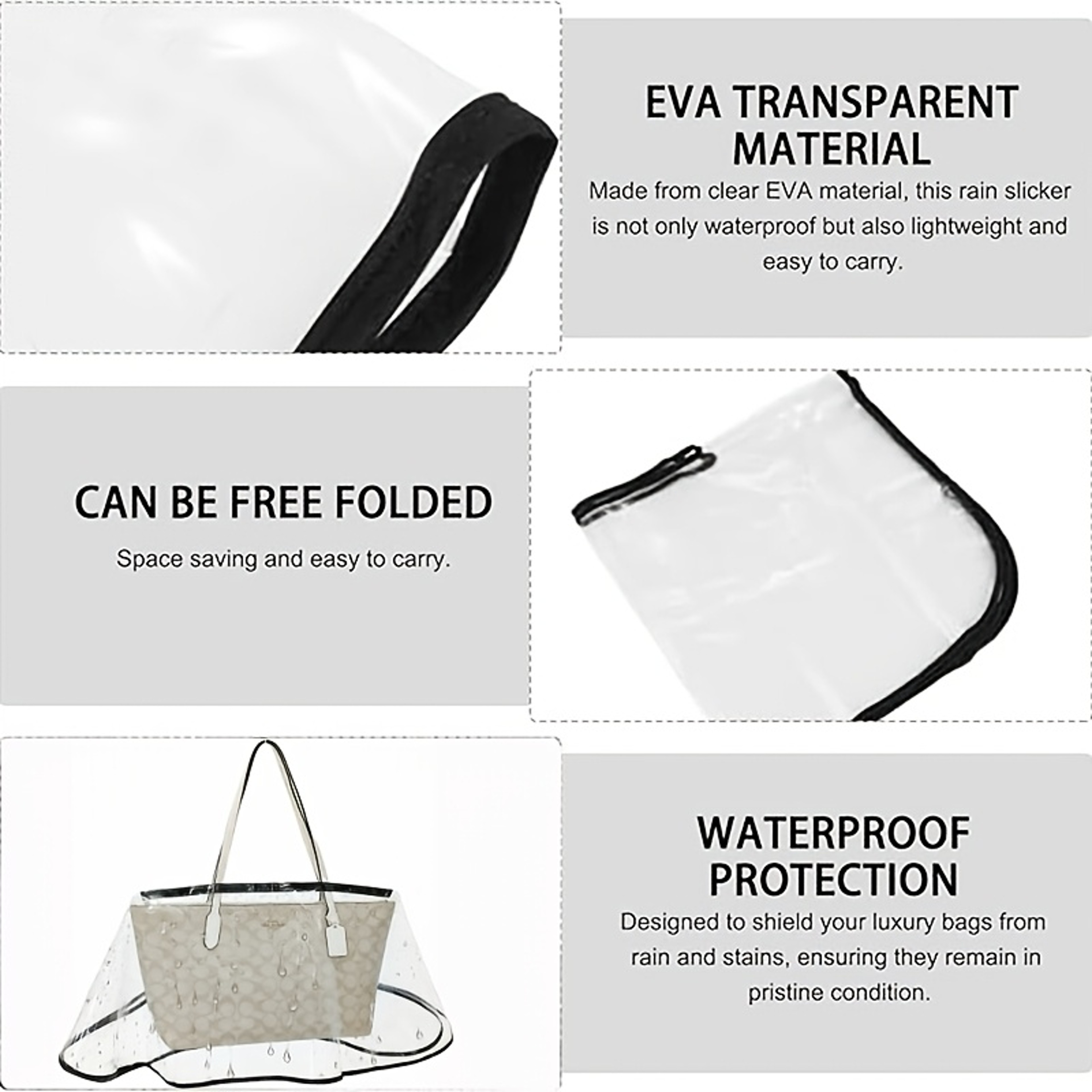 Universal Transparent Handbag Rain Cover Waterproof Bag Protector for Daily Protection – view 4