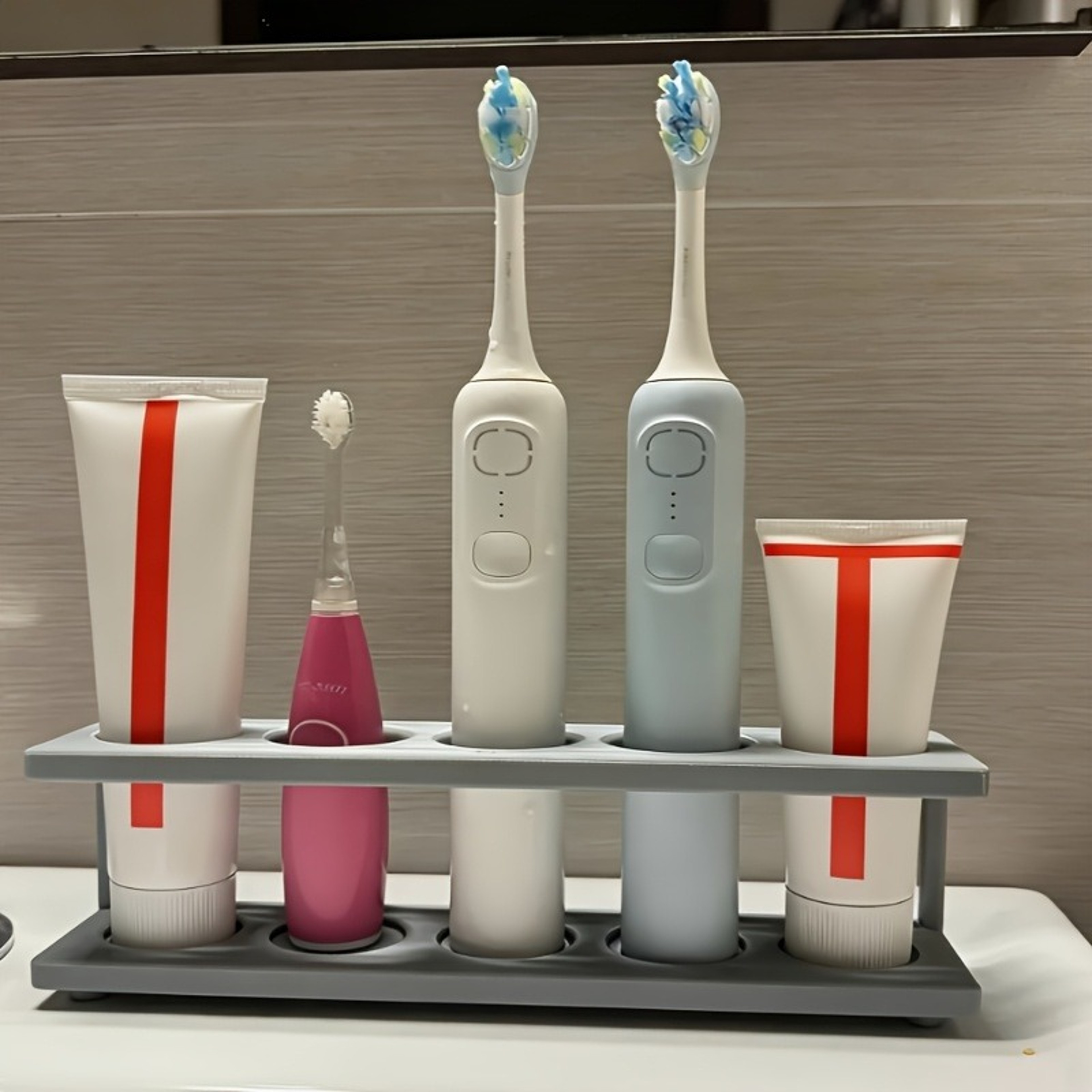 Multi Grid Toothbrush Organizer With Drain Hole Toothpaste Storage Stand 0