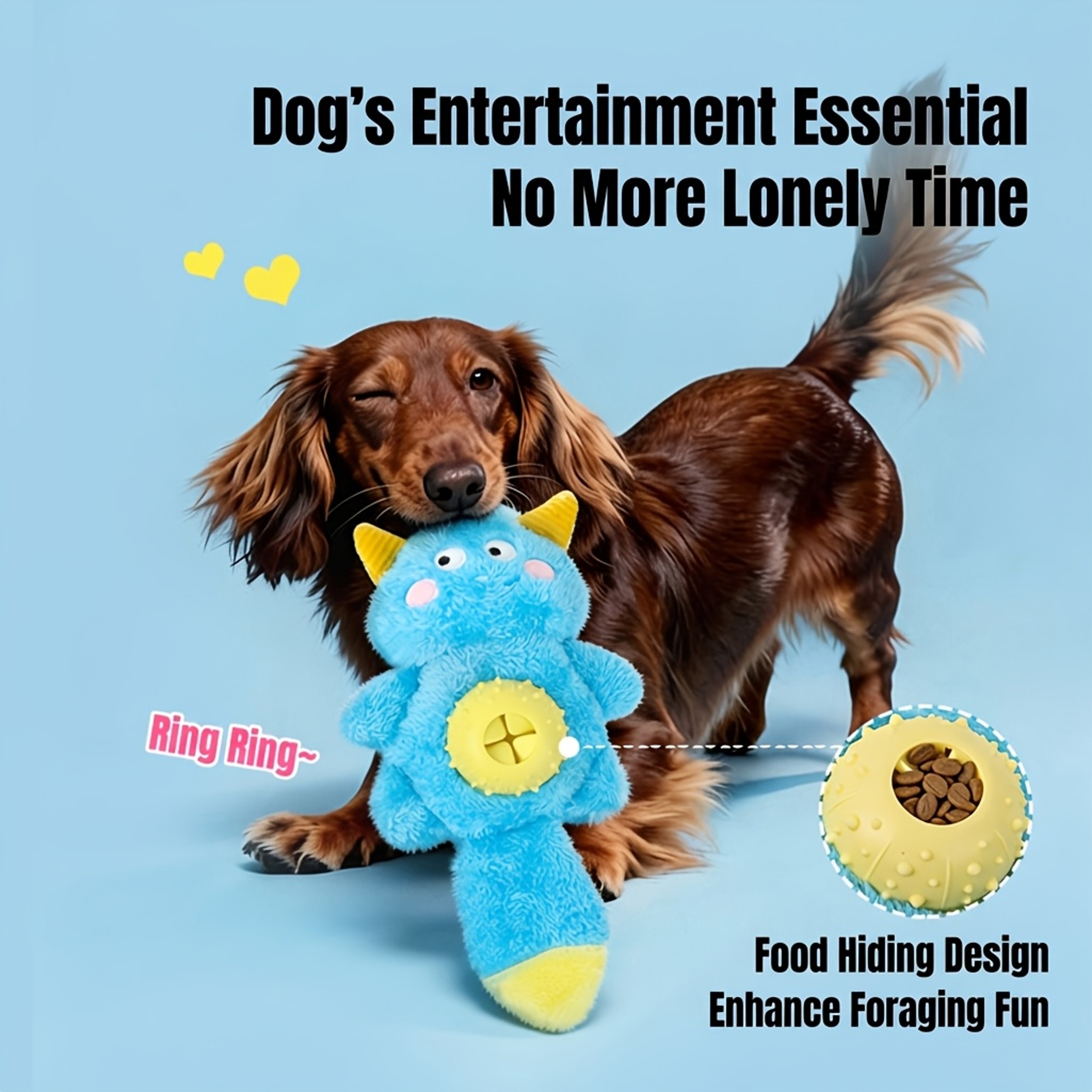 Cute Monster Plush Dog Toy Interactive Chew Toy with Sound and Treat Dispenser – view 2