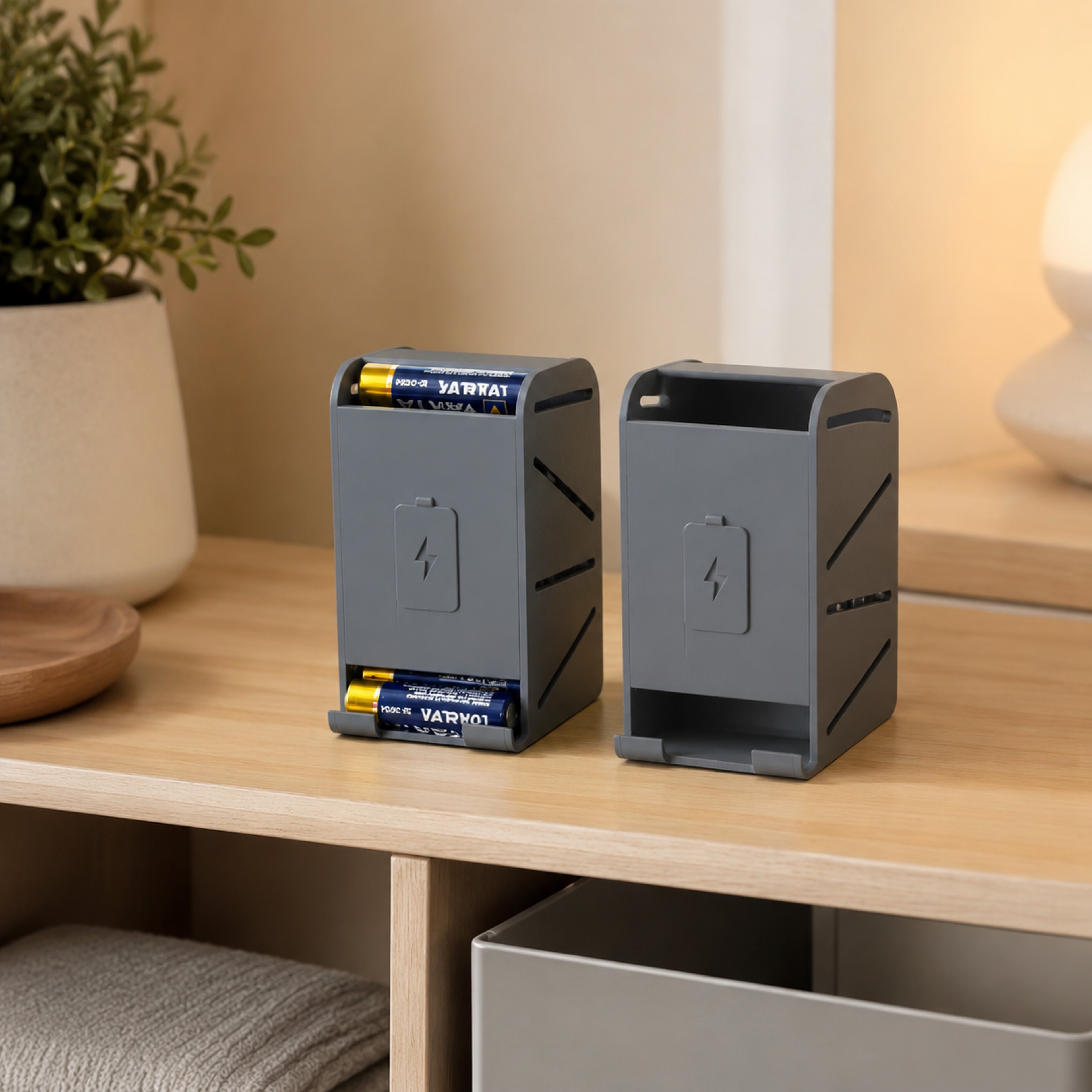 Compact Printed AA Battery Organizer Desktop Battery Storage Case – view 2