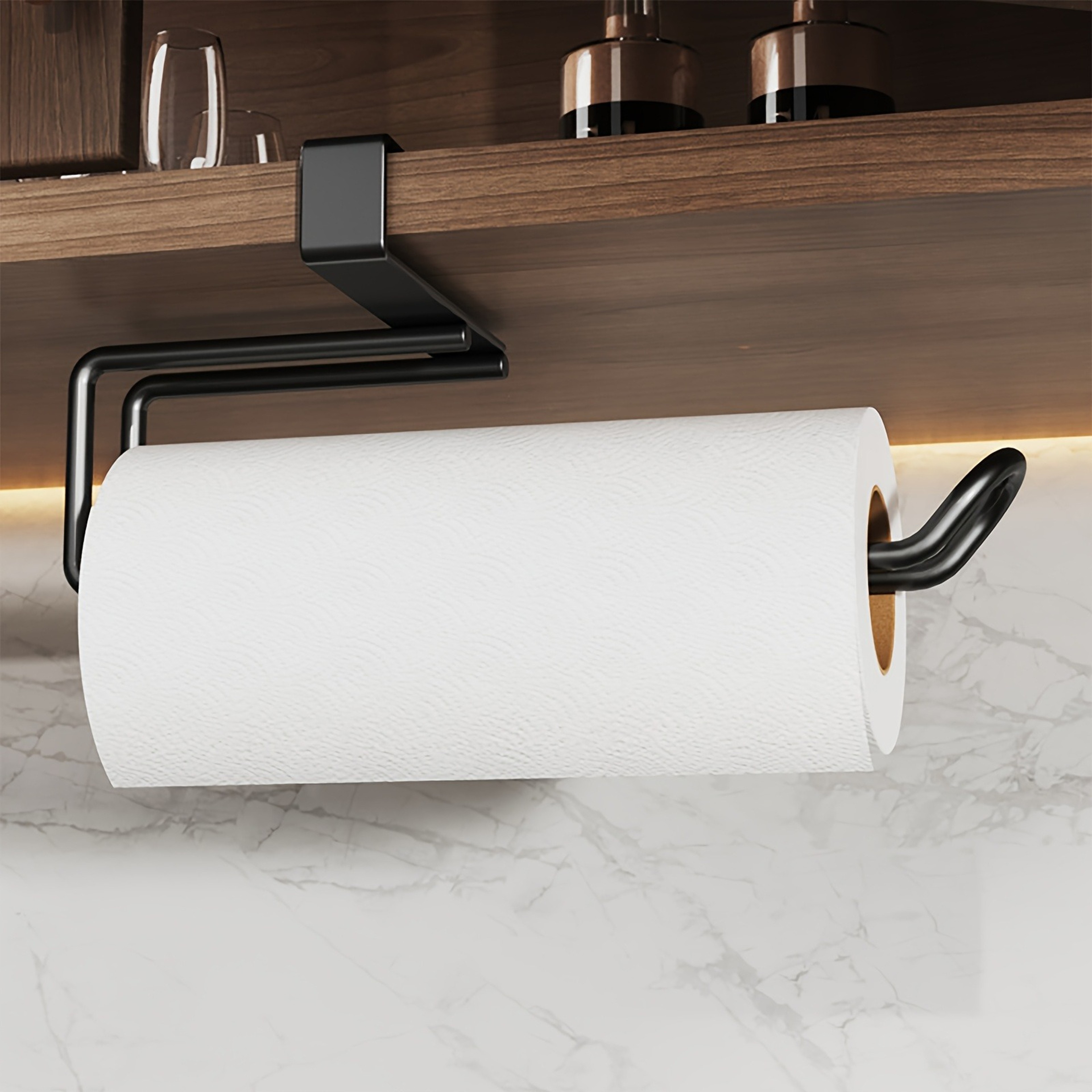 Matte Metal Wall Mounted Paper Towel Holder for Kitchen Cabinet Storage – view 1