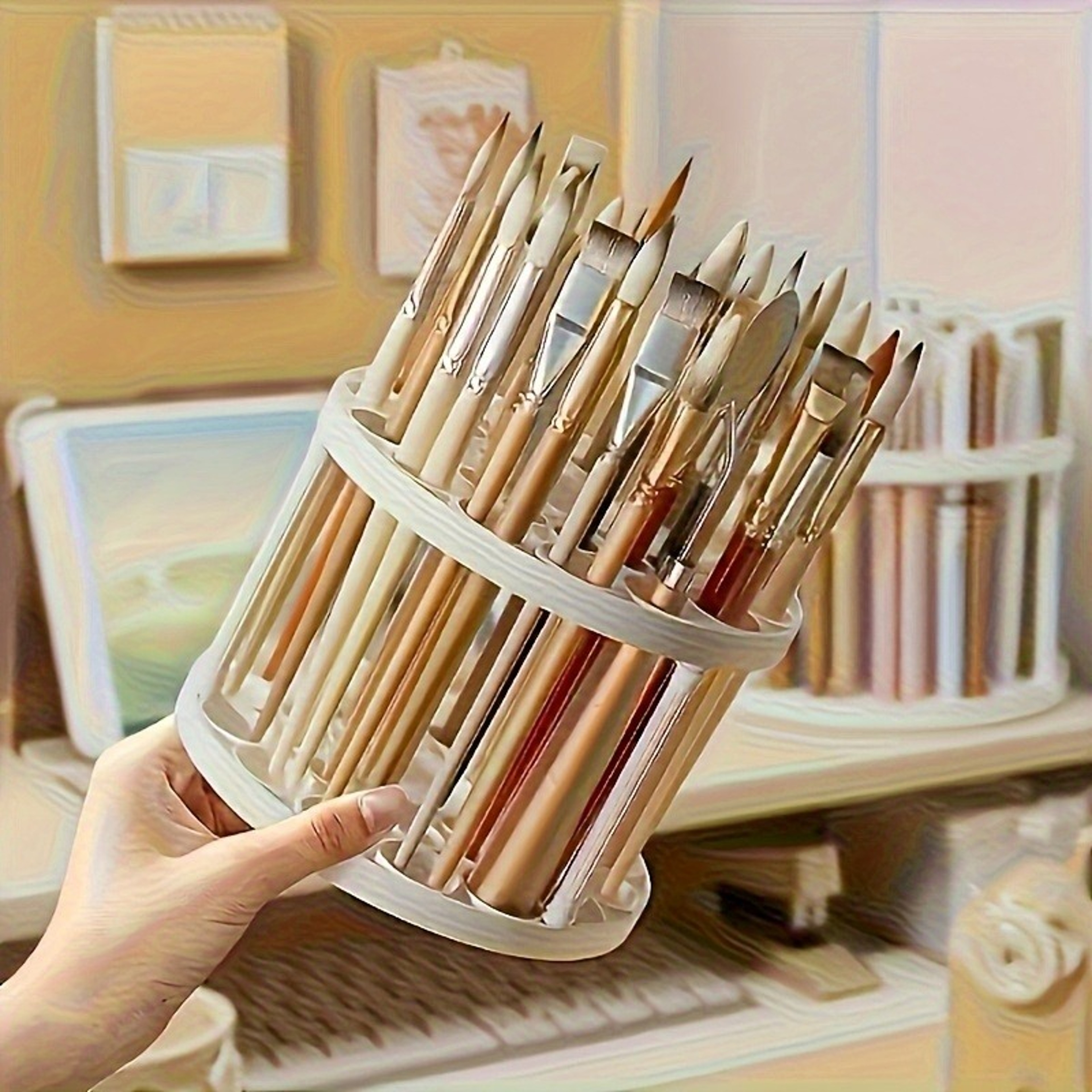 Rotating Brush Holder Space Saving Makeup and Art Tool Organizer – view 4
