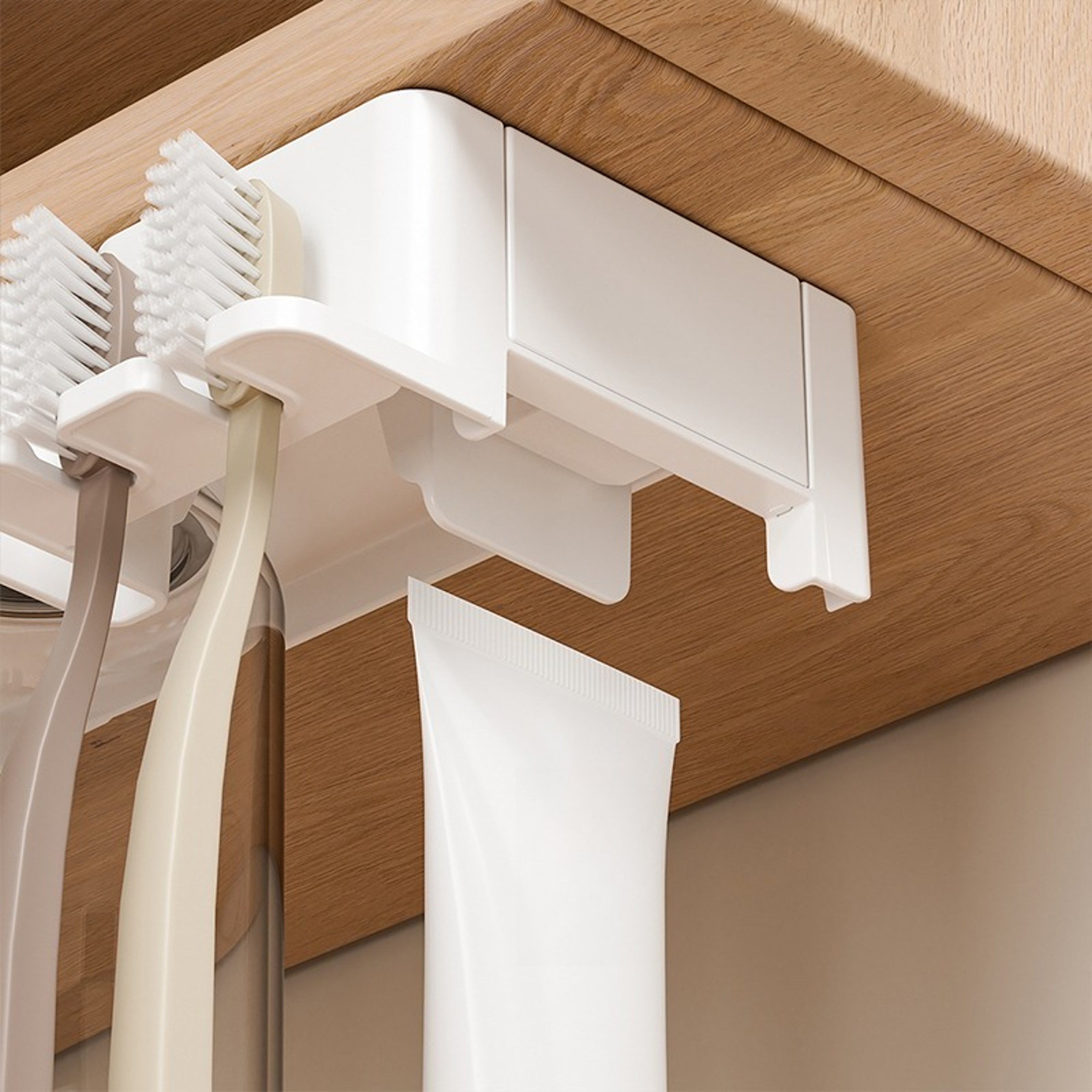 Bathroom Storage Rack Mirror Organizer With Toothbrush Holder 3
