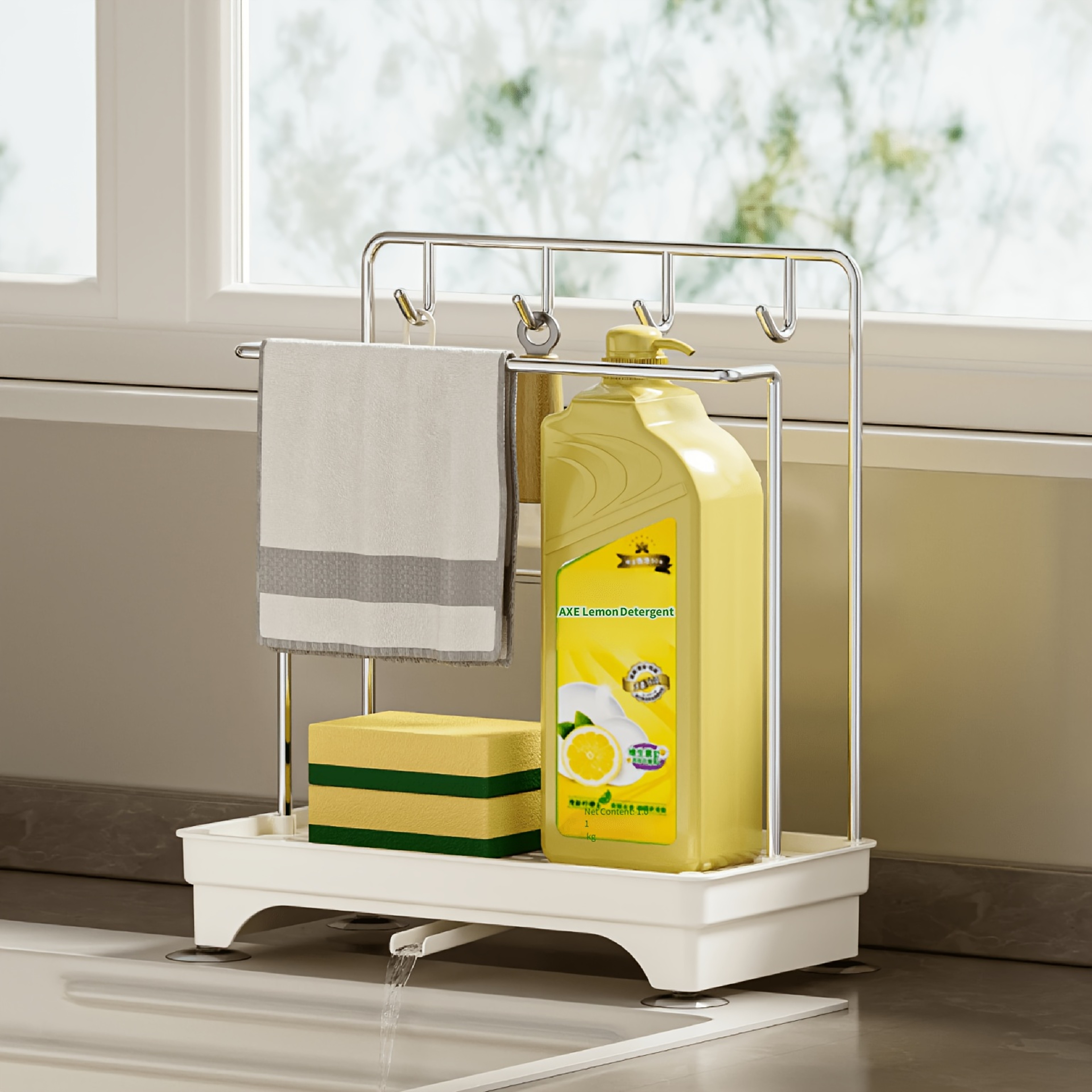 Stainless Steel Dish Drying Rack with Sponge Holder Kitchen Counter Organizer – view 8