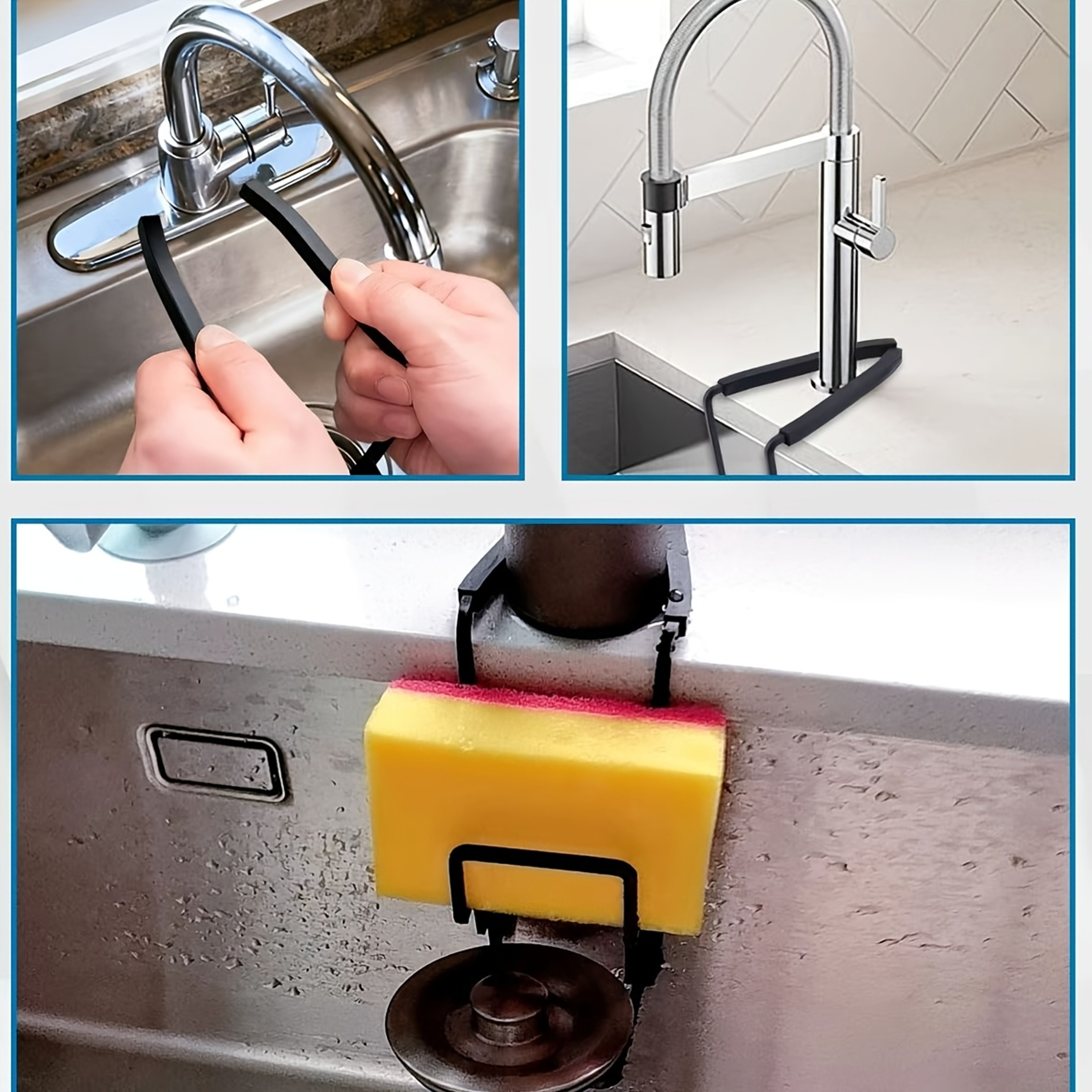 Wall Mounted Kitchen Sink Organizer Rack Sponge Holder with Drainage Shelf – view 4