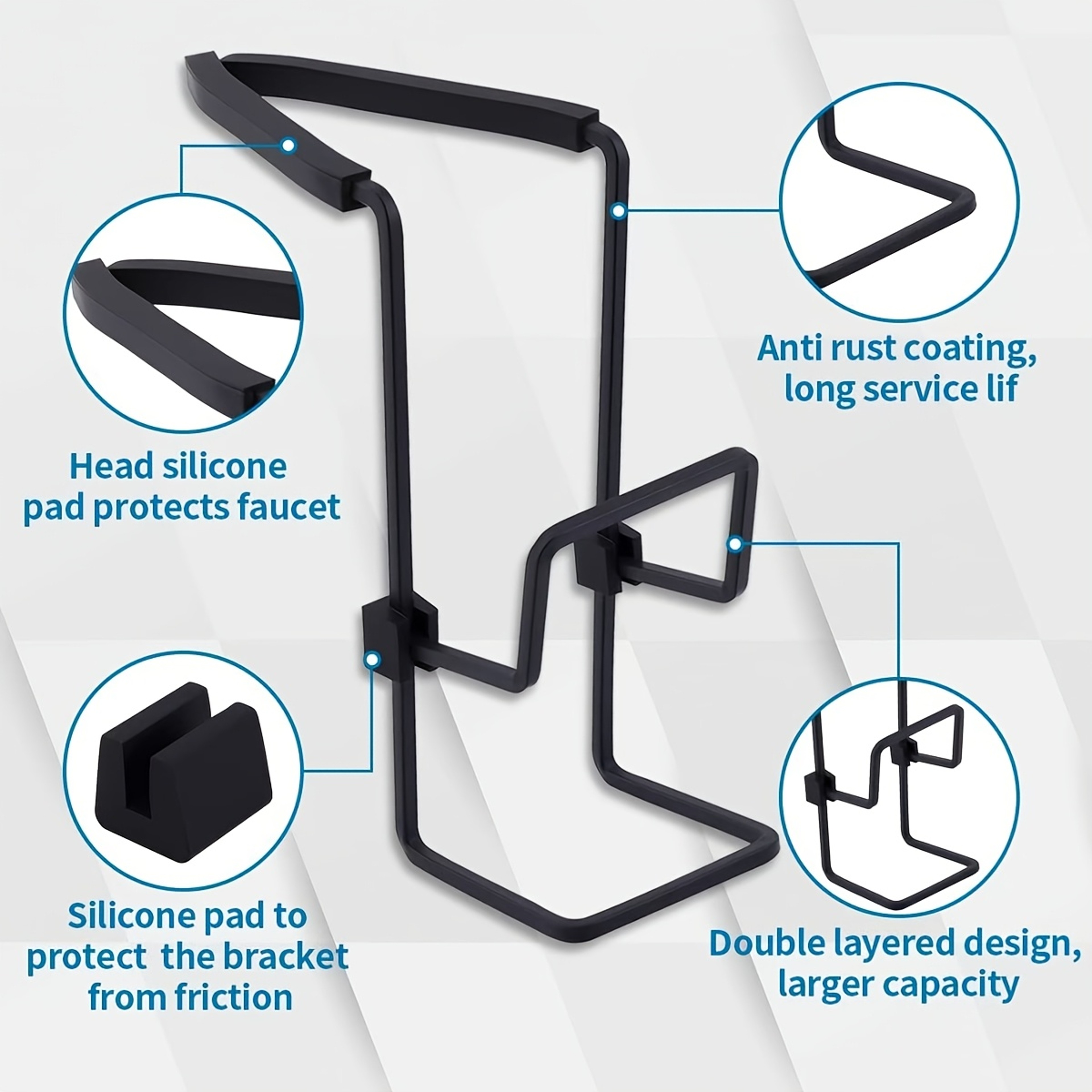 Wall Mounted Kitchen Sink Organizer Rack Sponge Holder with Drainage Shelf – view 5