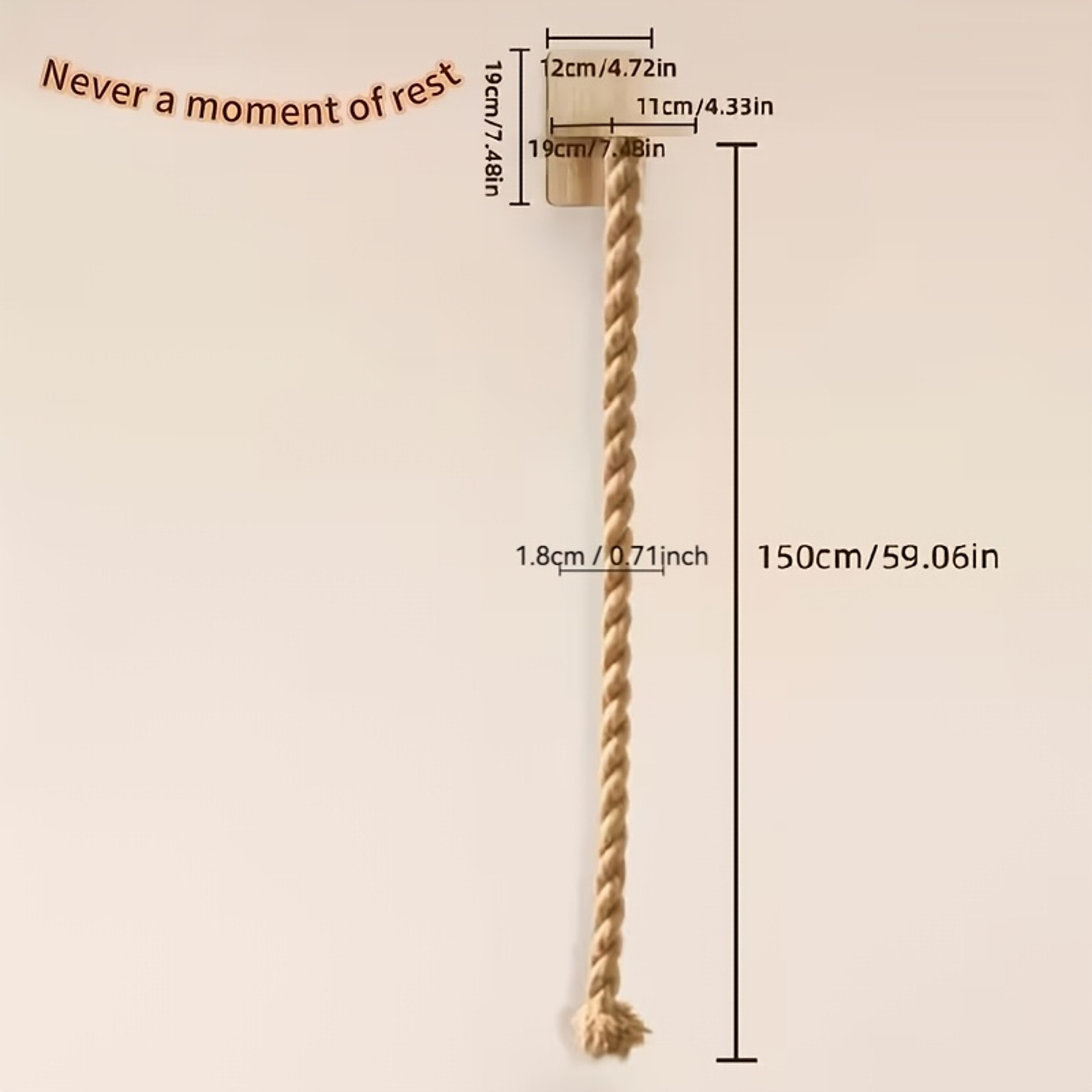 Wall Mounted Cat Scratching Post With Wooden Shelf and Sisal Rope – view 5