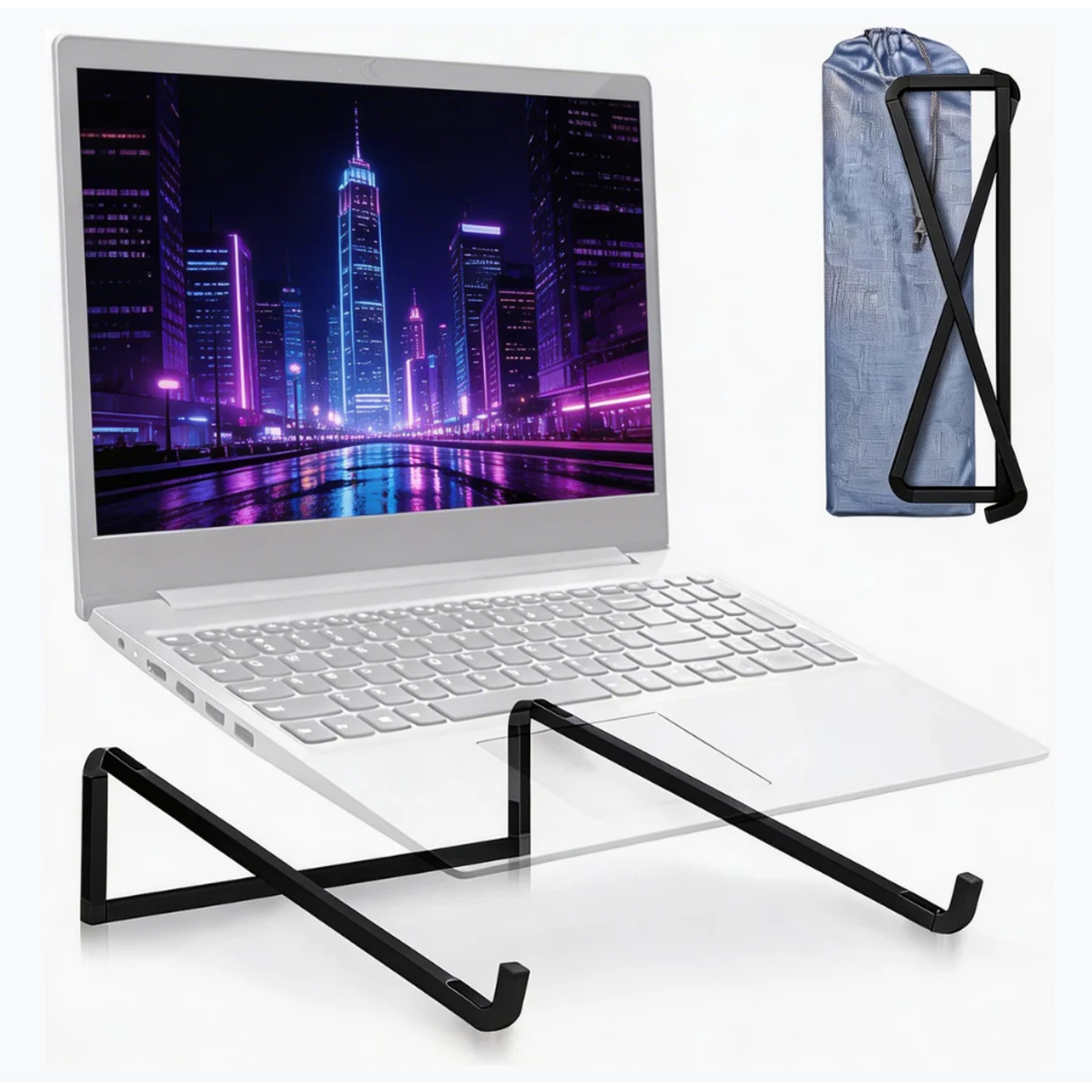 Foldable Laptop Stand Portable Ergonomic Laptop Holder for Desk Silver – view 2