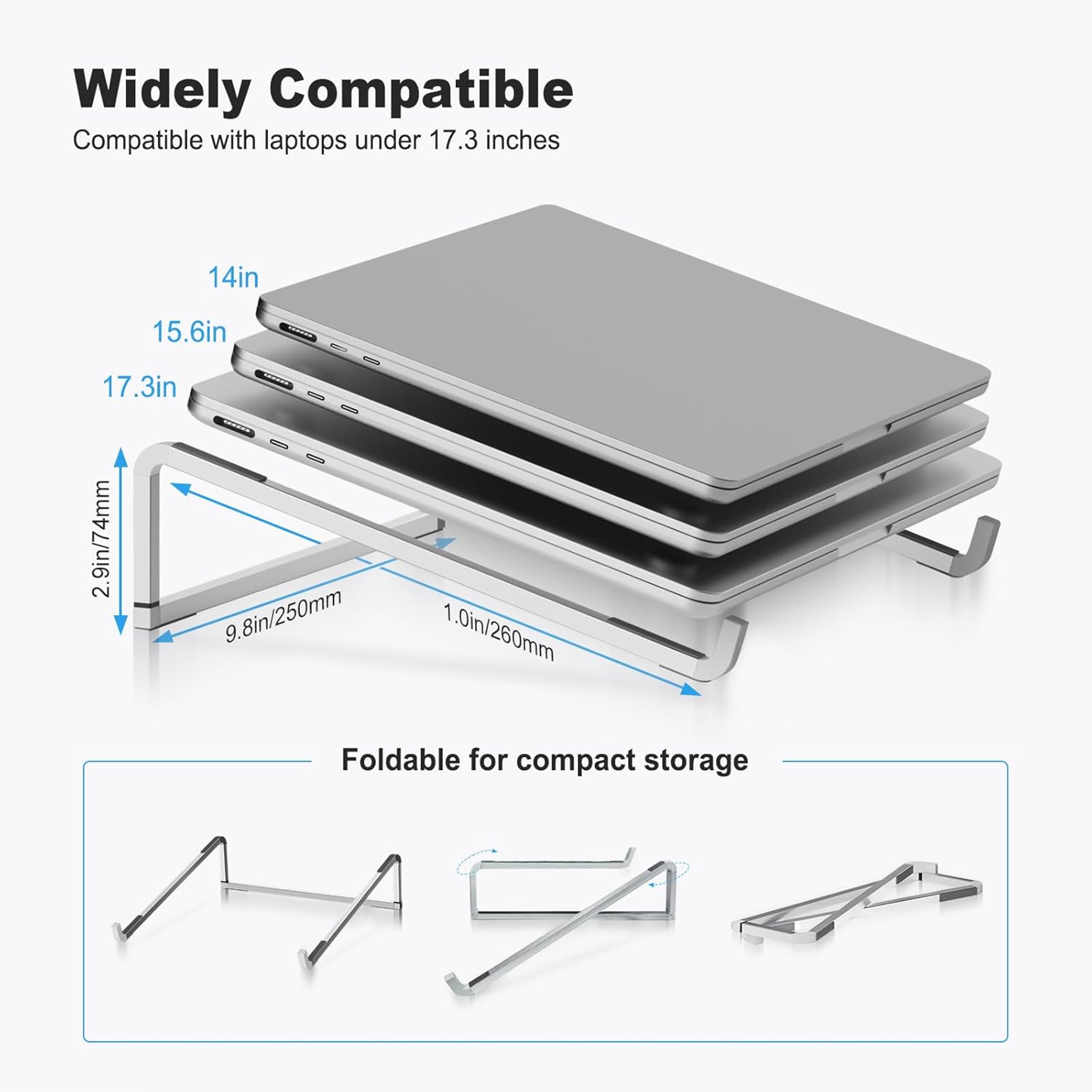 Foldable Laptop Stand Portable Ergonomic Laptop Holder for Desk Silver – view 6