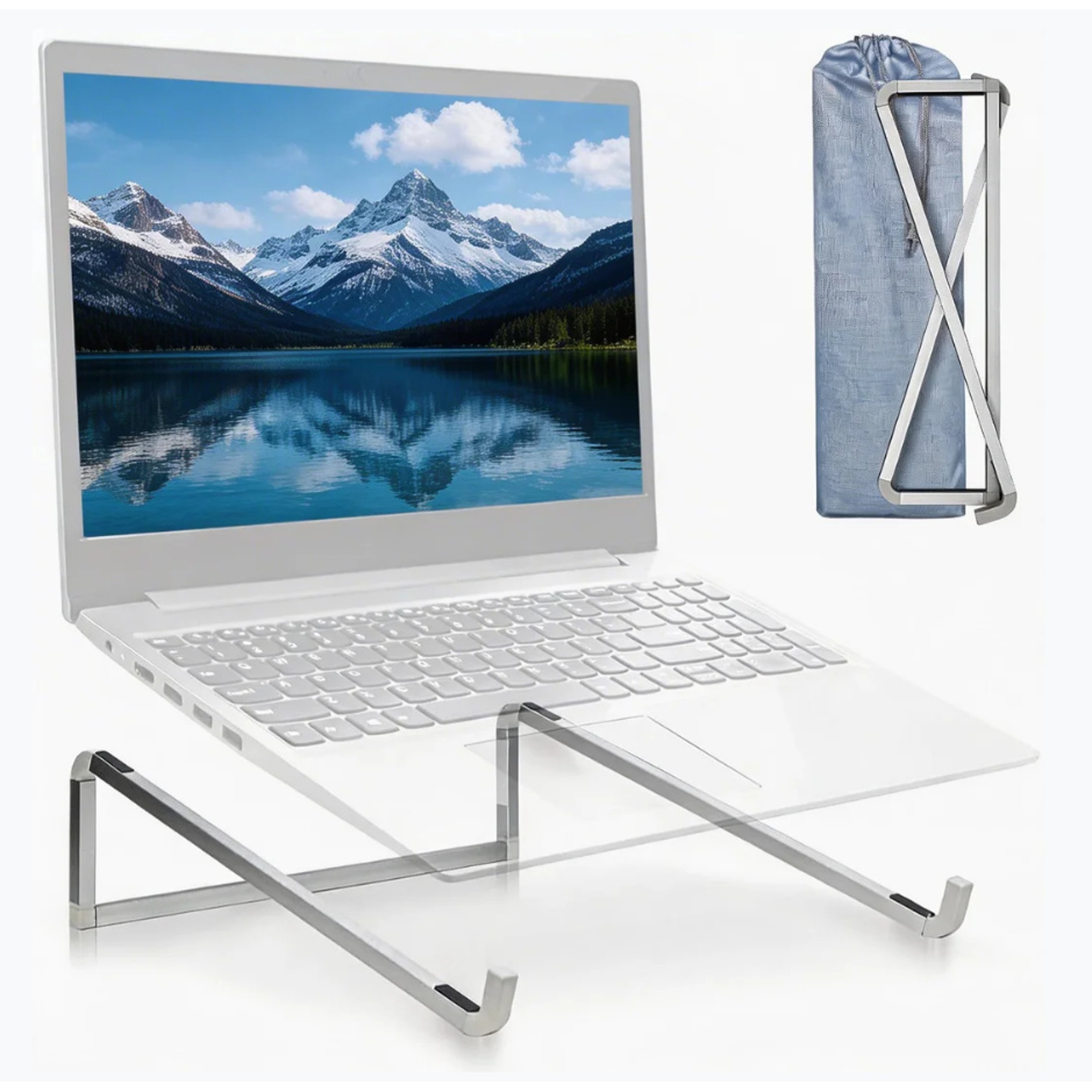 Foldable Laptop Stand Portable Ergonomic Laptop Holder for Desk Silver – view 7