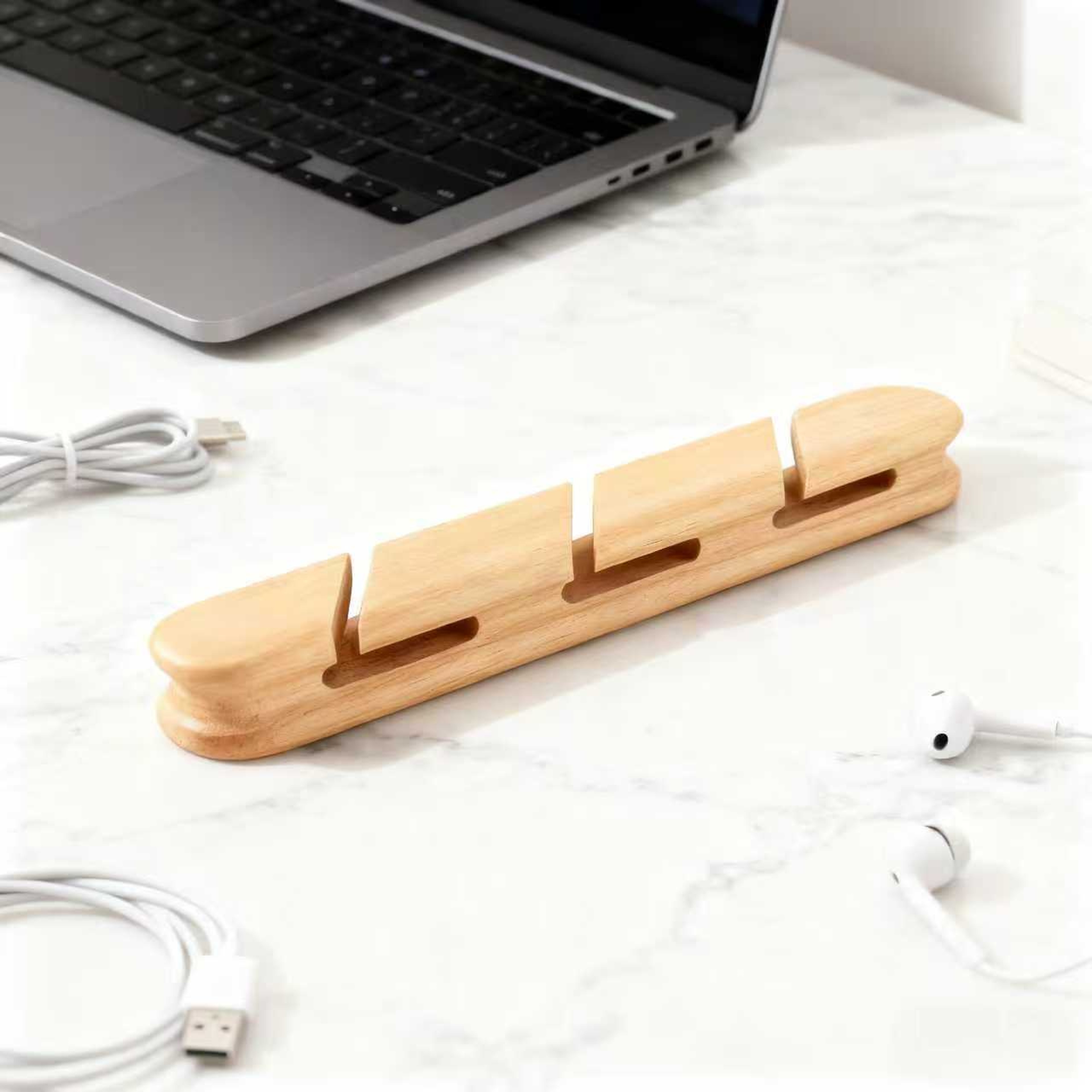 Solid Wood Cable Clips Self Adhesive Cable Organizer For Desk Cord Management 0