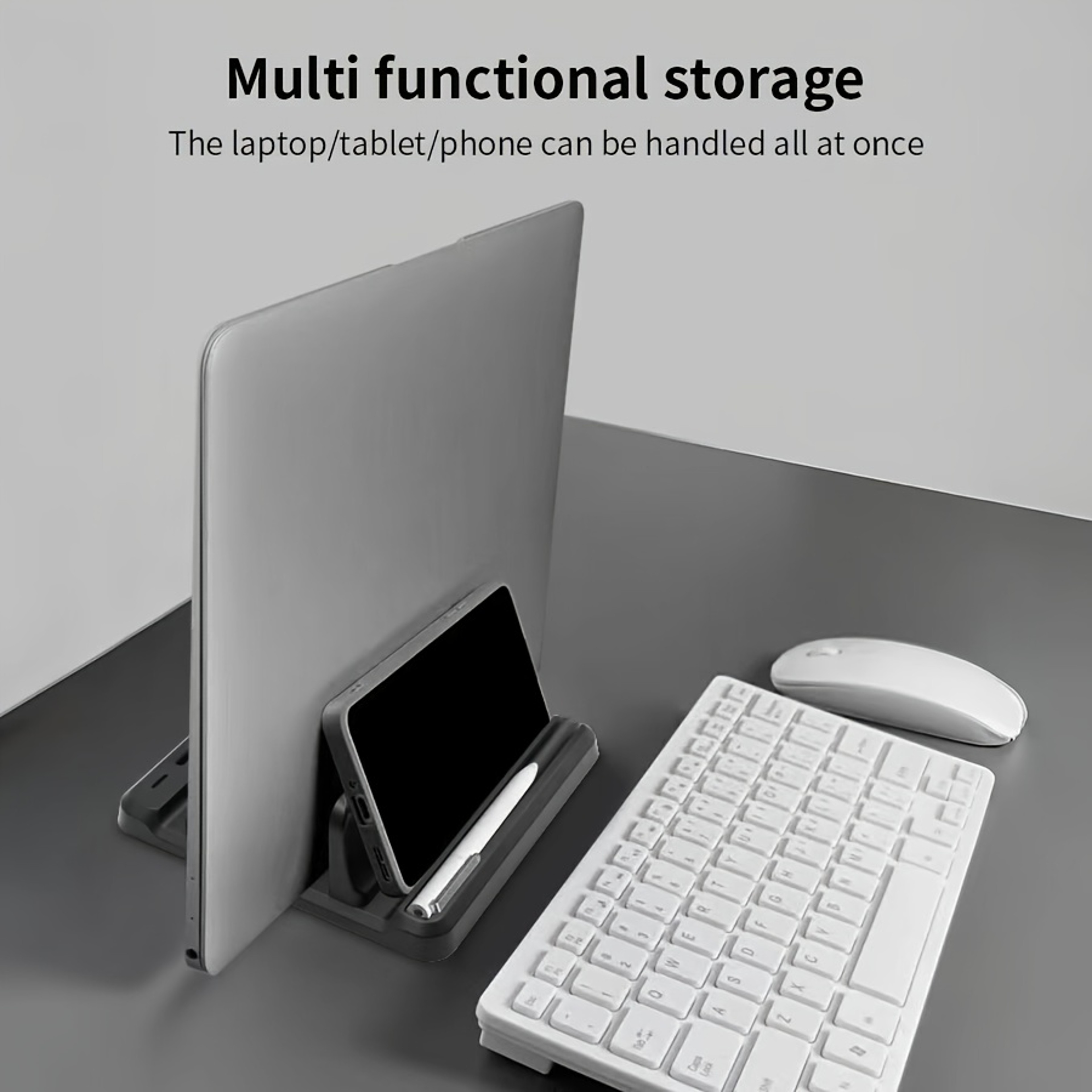 Vertical Laptop Stand With MacBook Holder And Desk Organizer 2