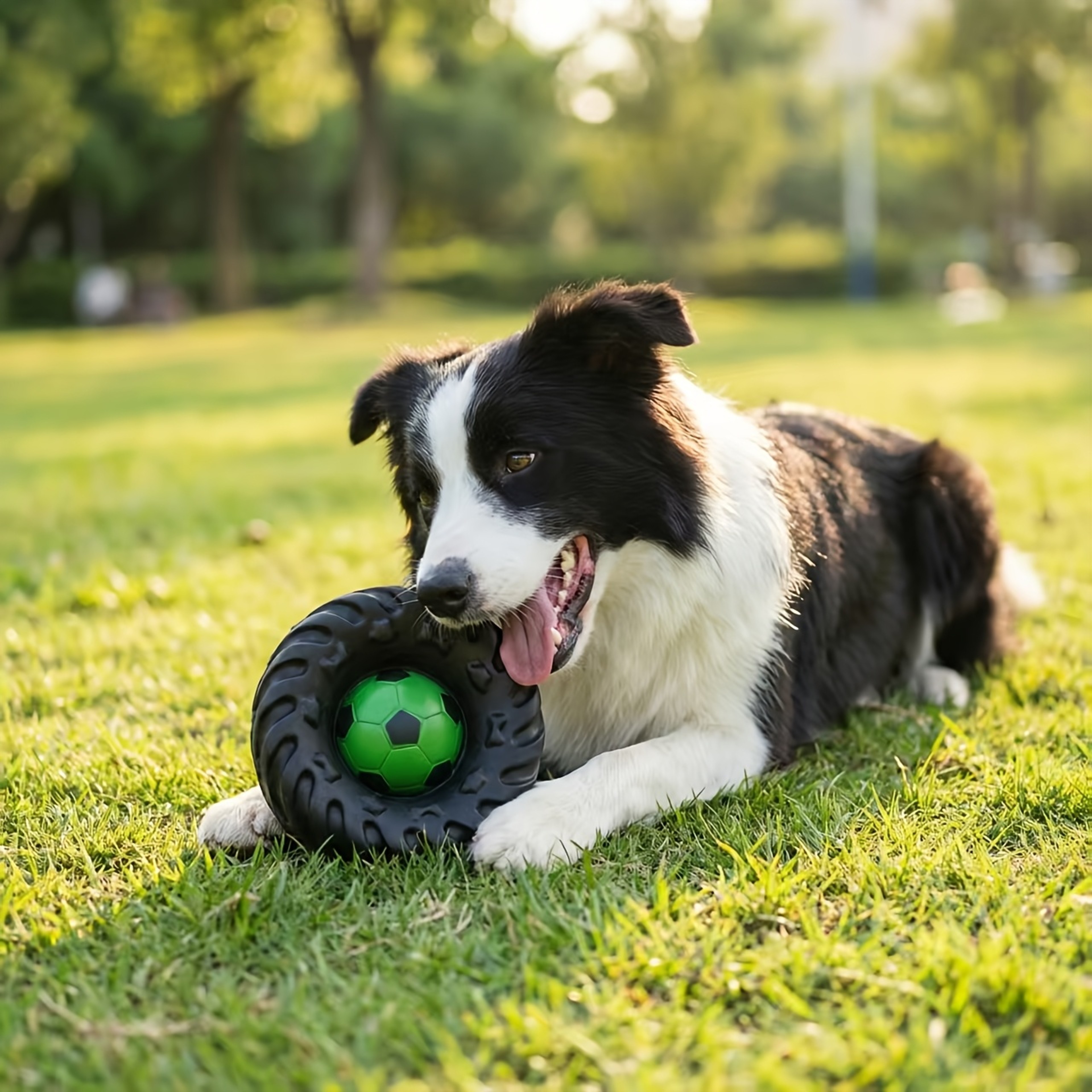 Tire Shaped Dog Chew Toy Squeaky Interactive Toy For Aggressive Chewers 3