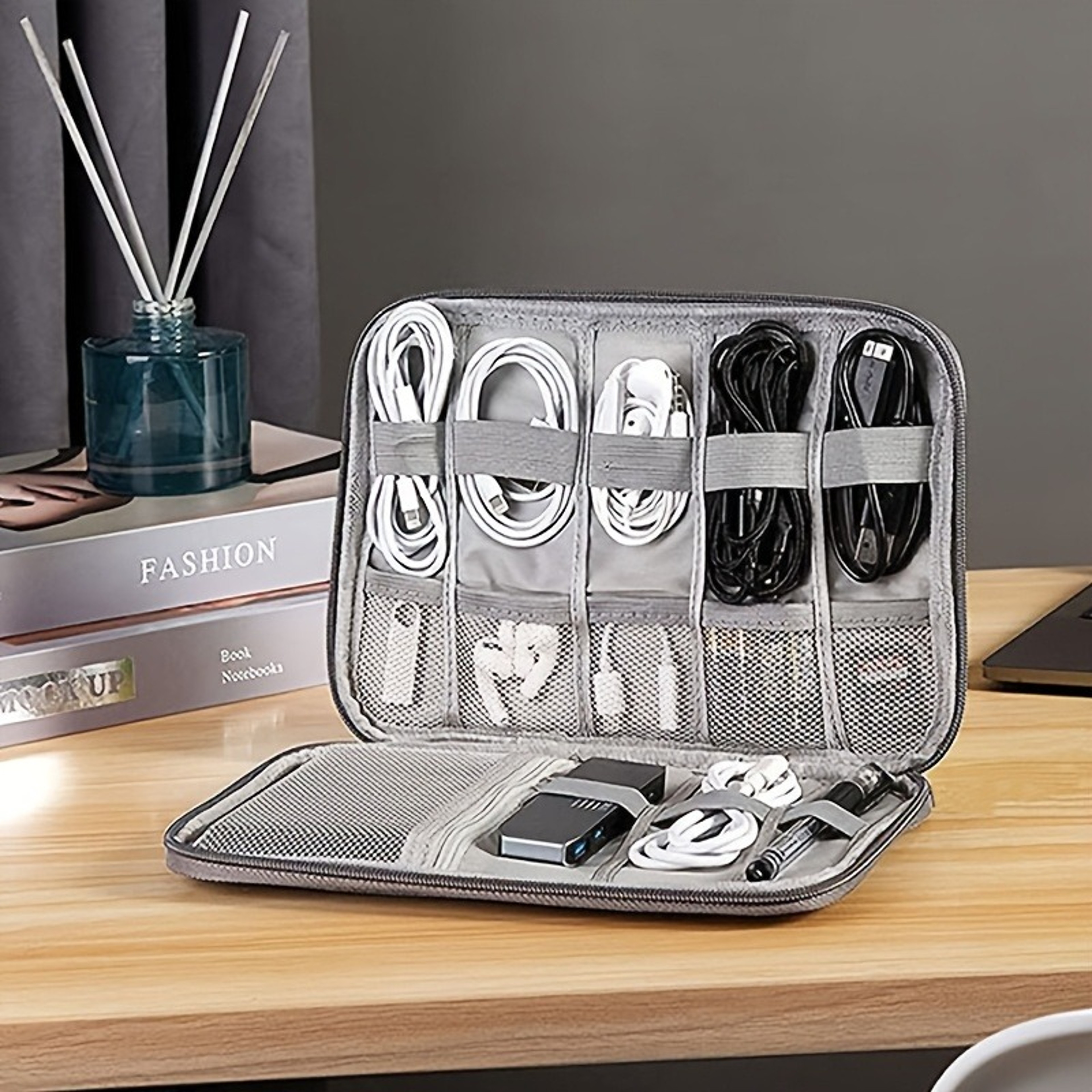 Multi Pocket Travel Cable Organizer Case for Chargers Cables and Tech Essentials – view 3