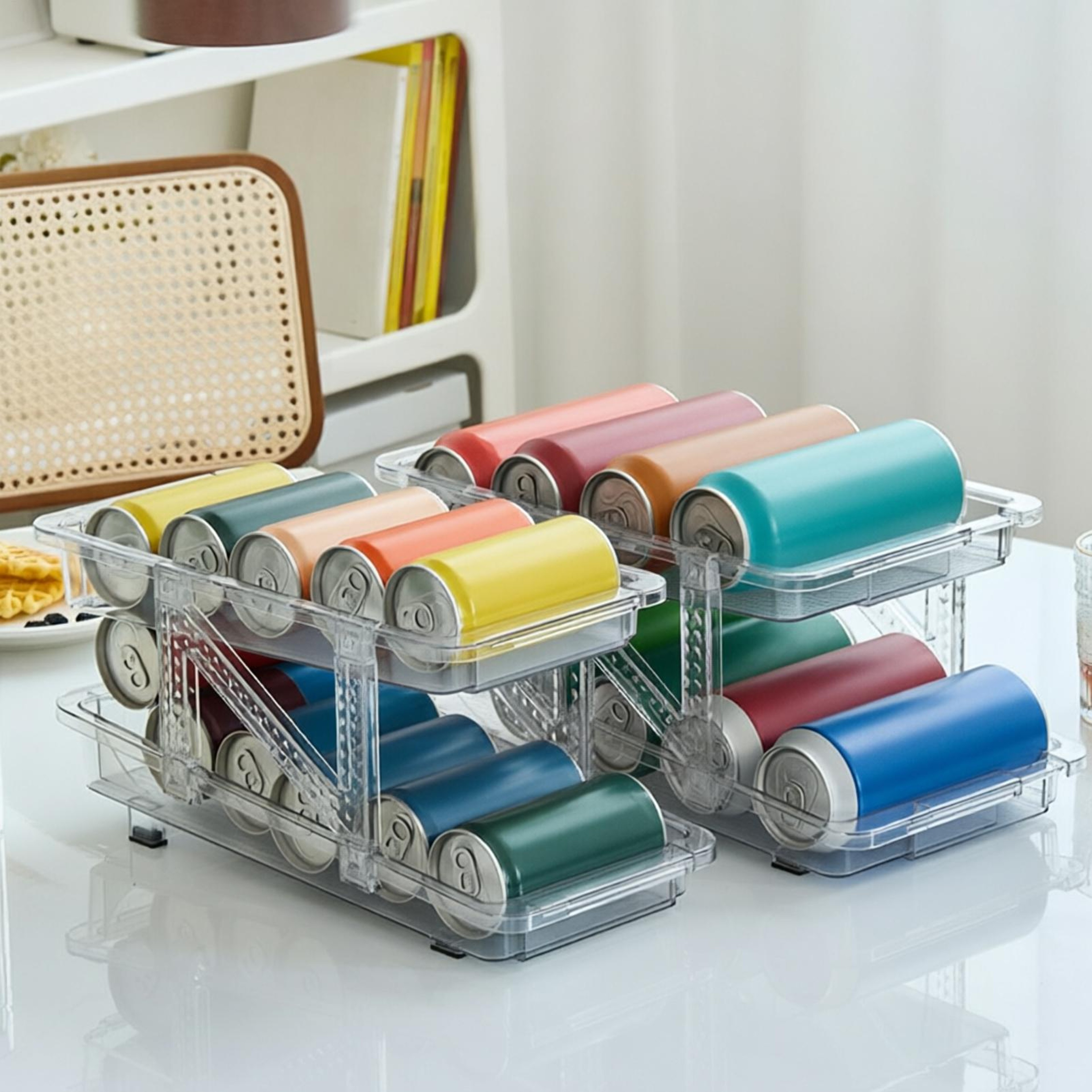 Adjustable Soda Can Organizer for Refrigerator Space Saving Drink Storage – view 2