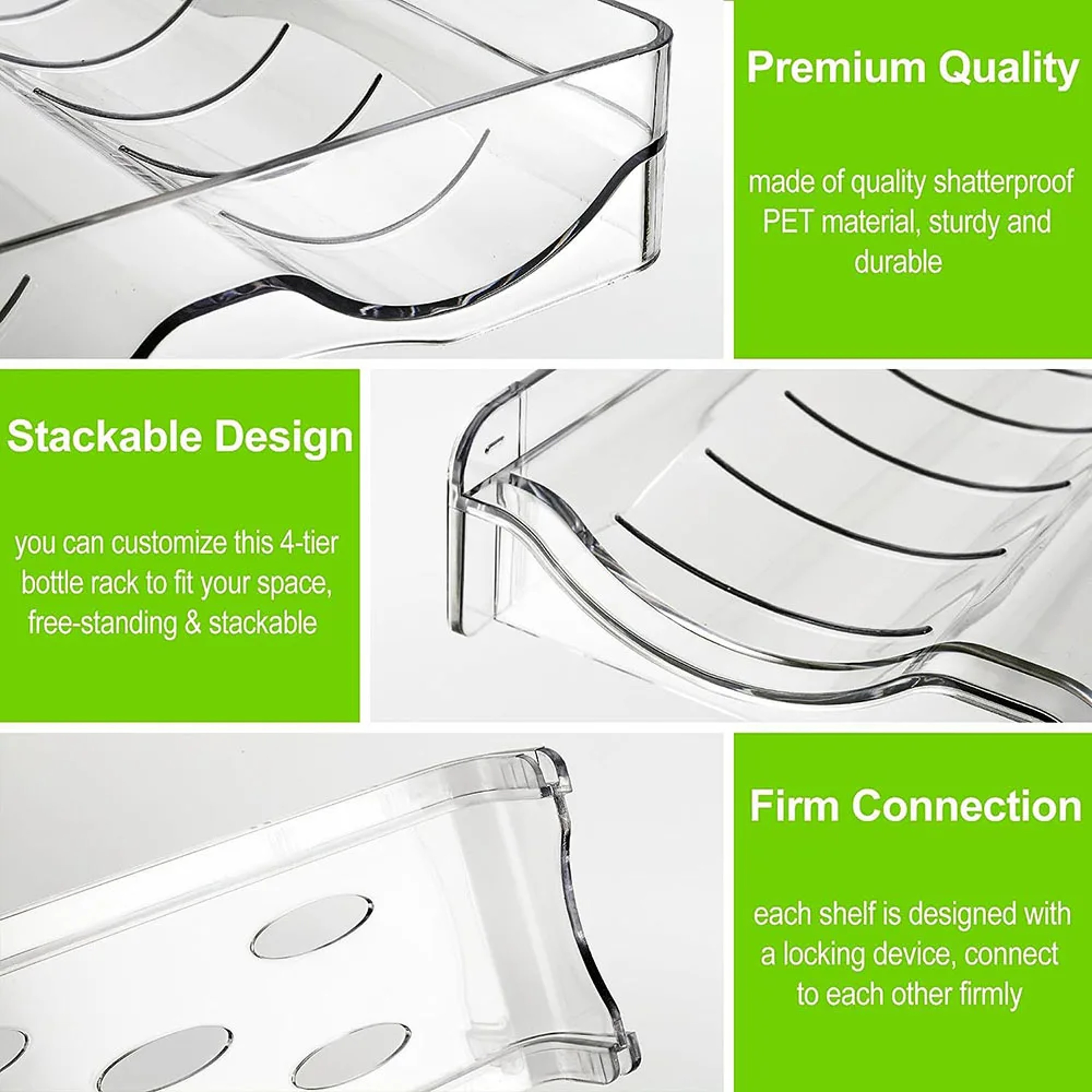 Foldable Stackable Wine Rack Bottle Organizer for Refrigerator and Pantry Storage – view 5
