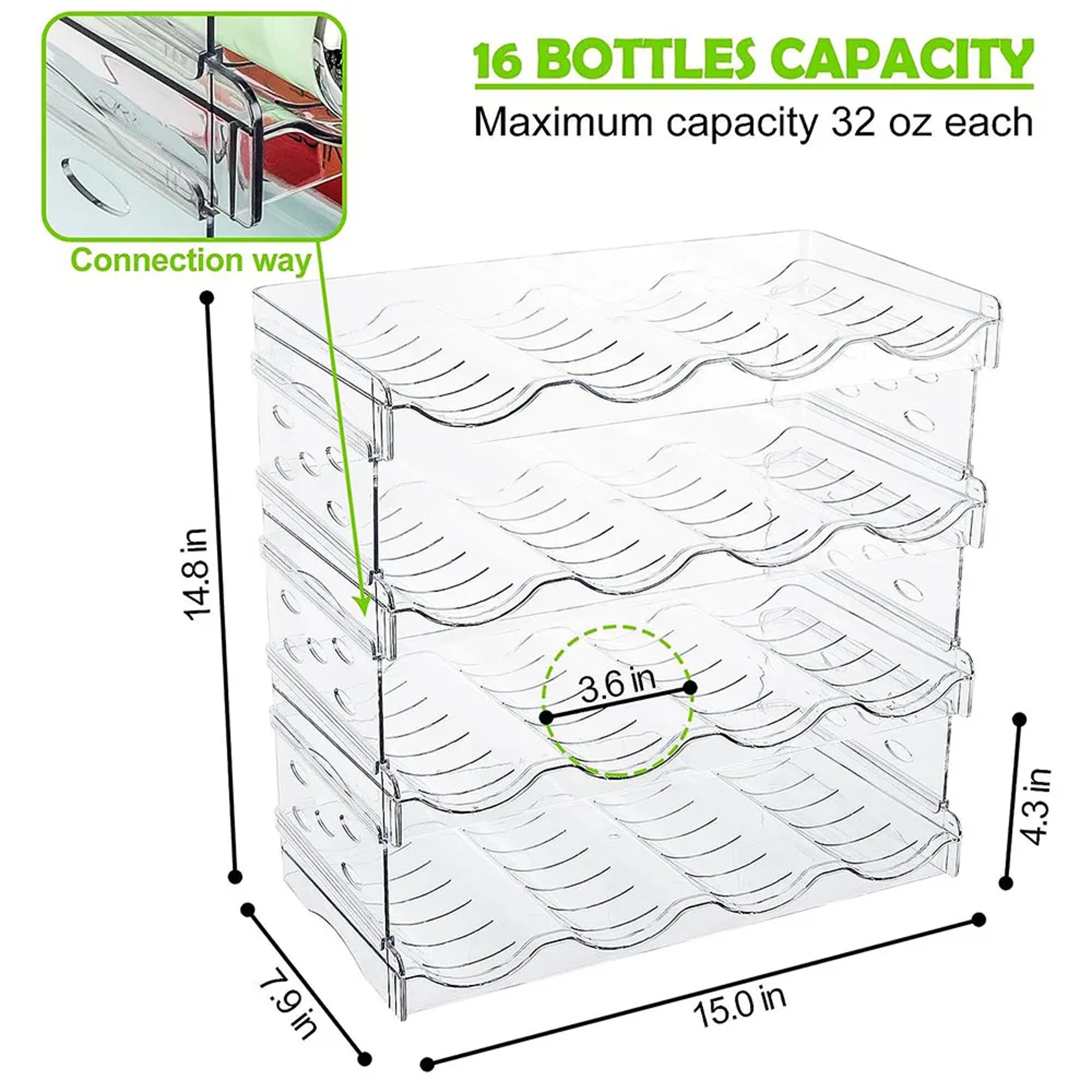 Foldable Stackable Wine Rack Bottle Organizer for Refrigerator and Pantry Storage – view 6