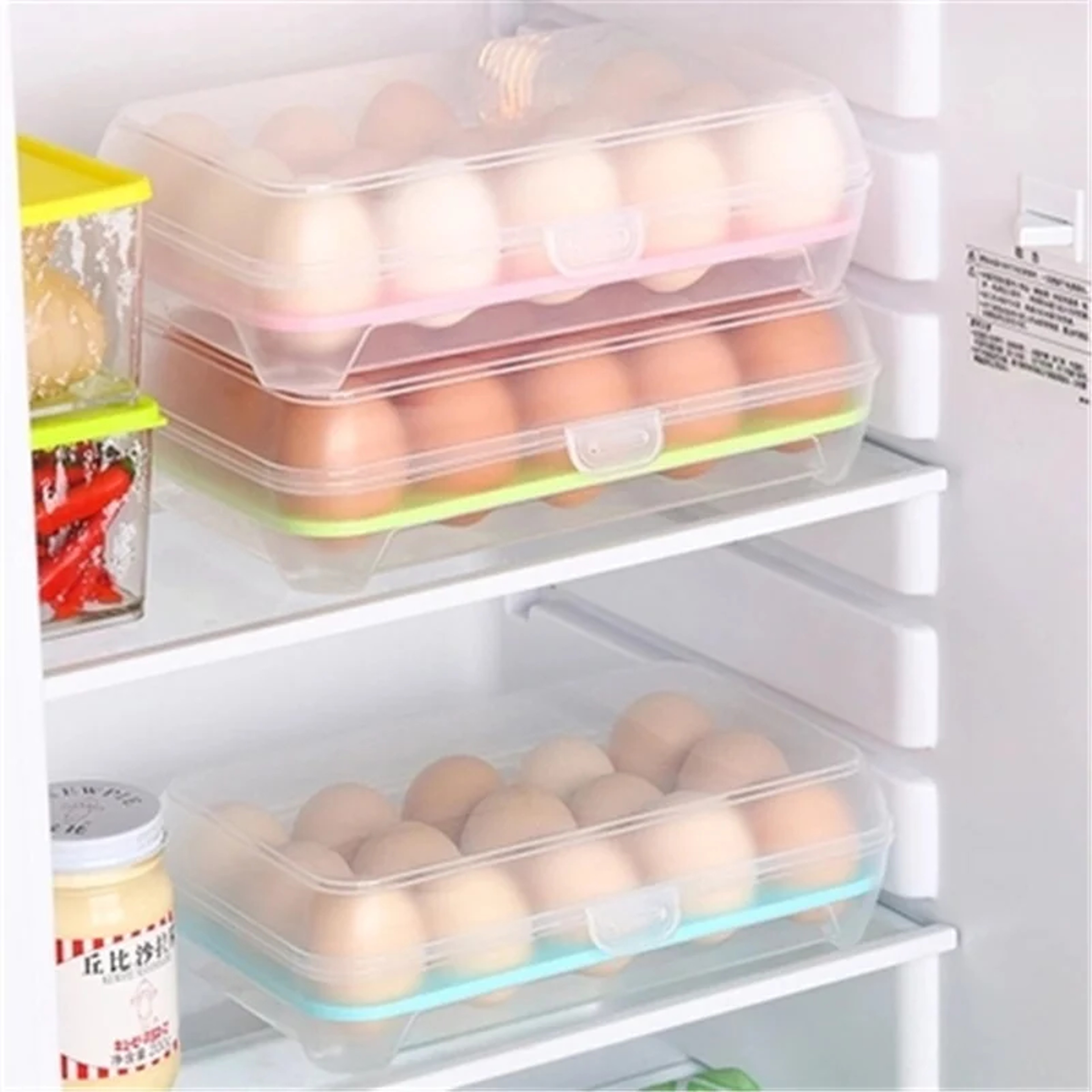 Stackable Egg Storage Container With Lid Egg Holder For Refrigerator Organization 0