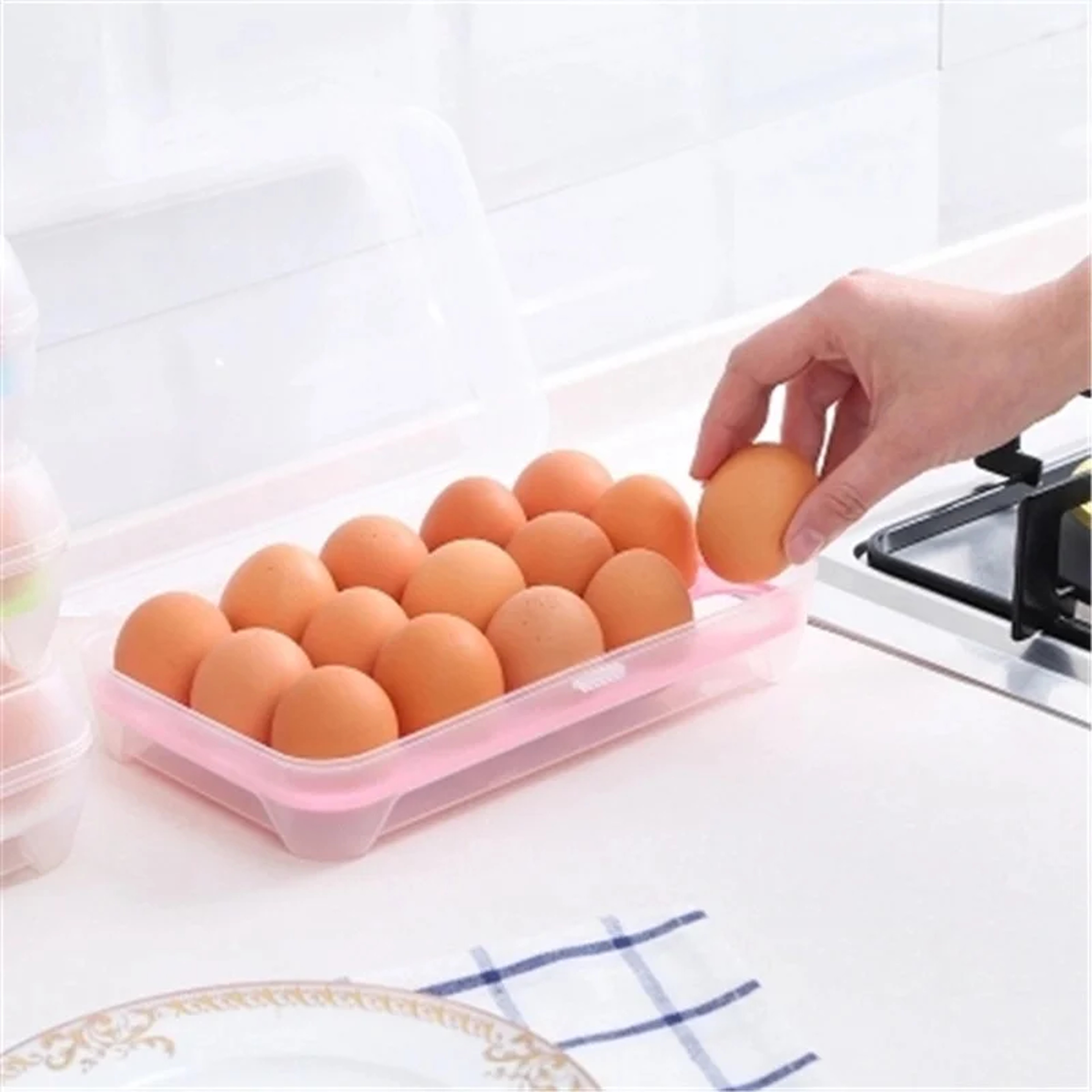 Stackable Egg Storage Container With Lid Egg Holder For Refrigerator Organization 1