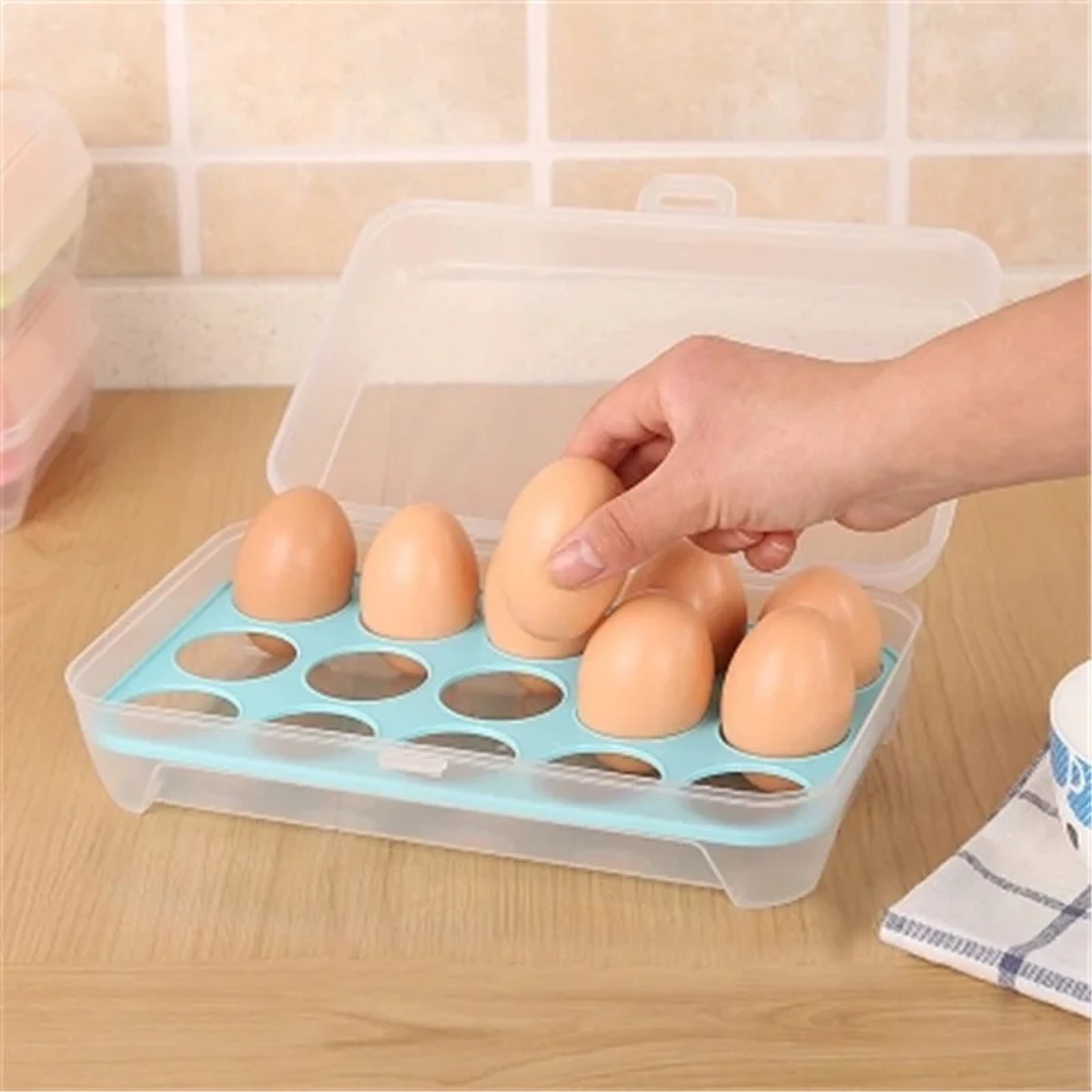 Stackable Egg Storage Container With Lid Egg Holder For Refrigerator Organization 3