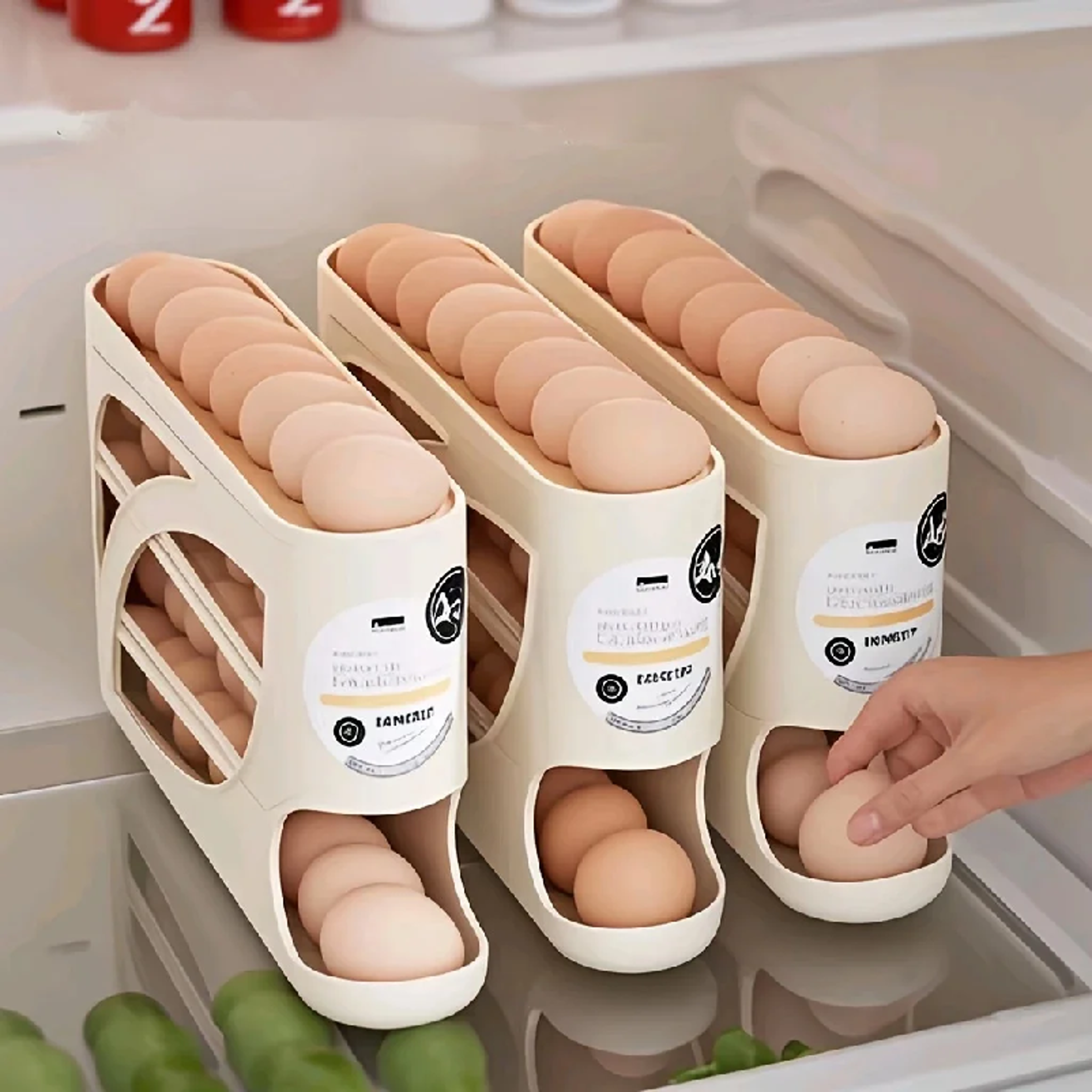 Rolling Egg Storage Container for Refrigerator Egg Holder Organizer – view 3