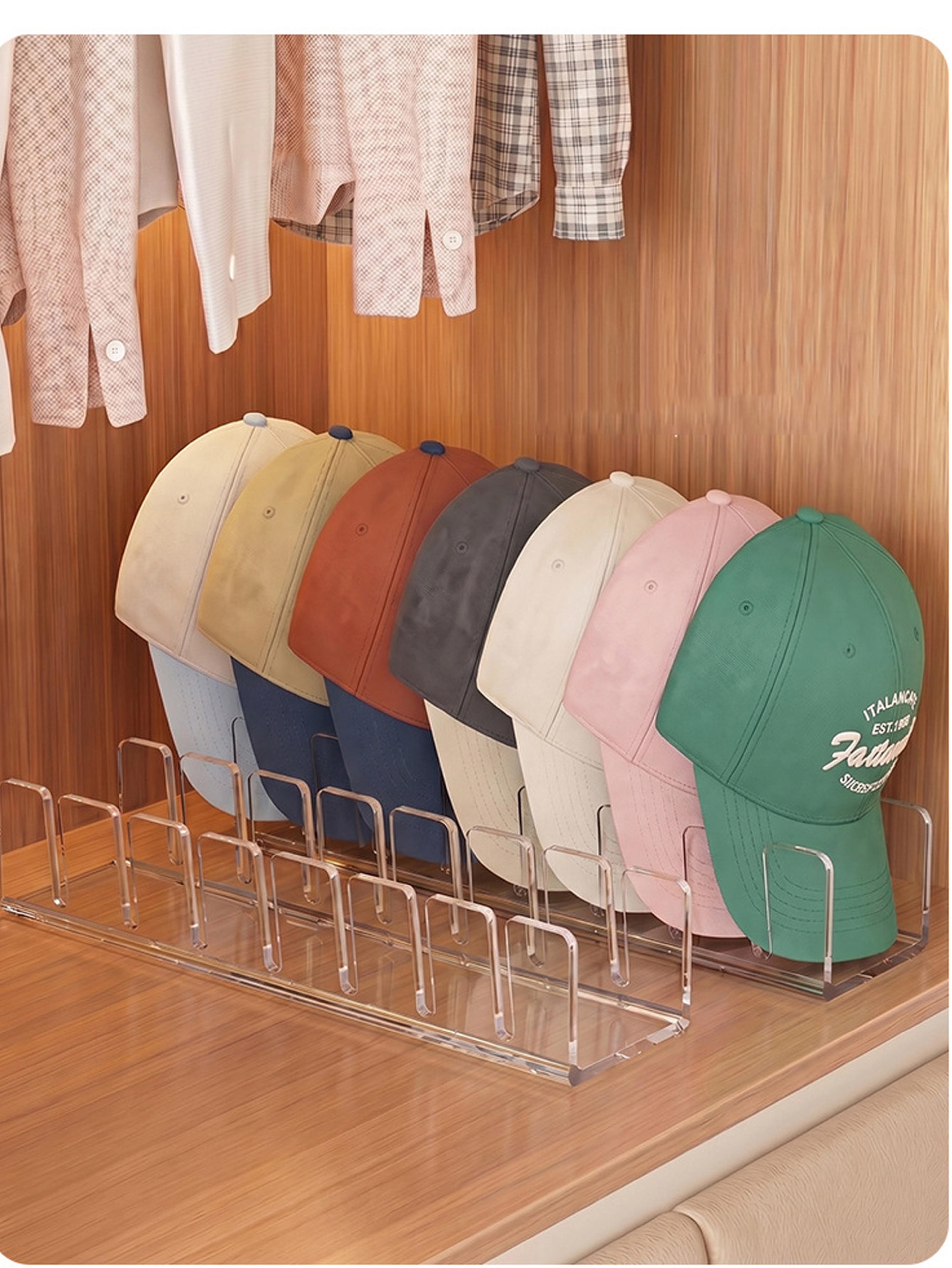 Acrylic Hat Organizer Baseball Cap Storage Rack with Display Slots – view 2