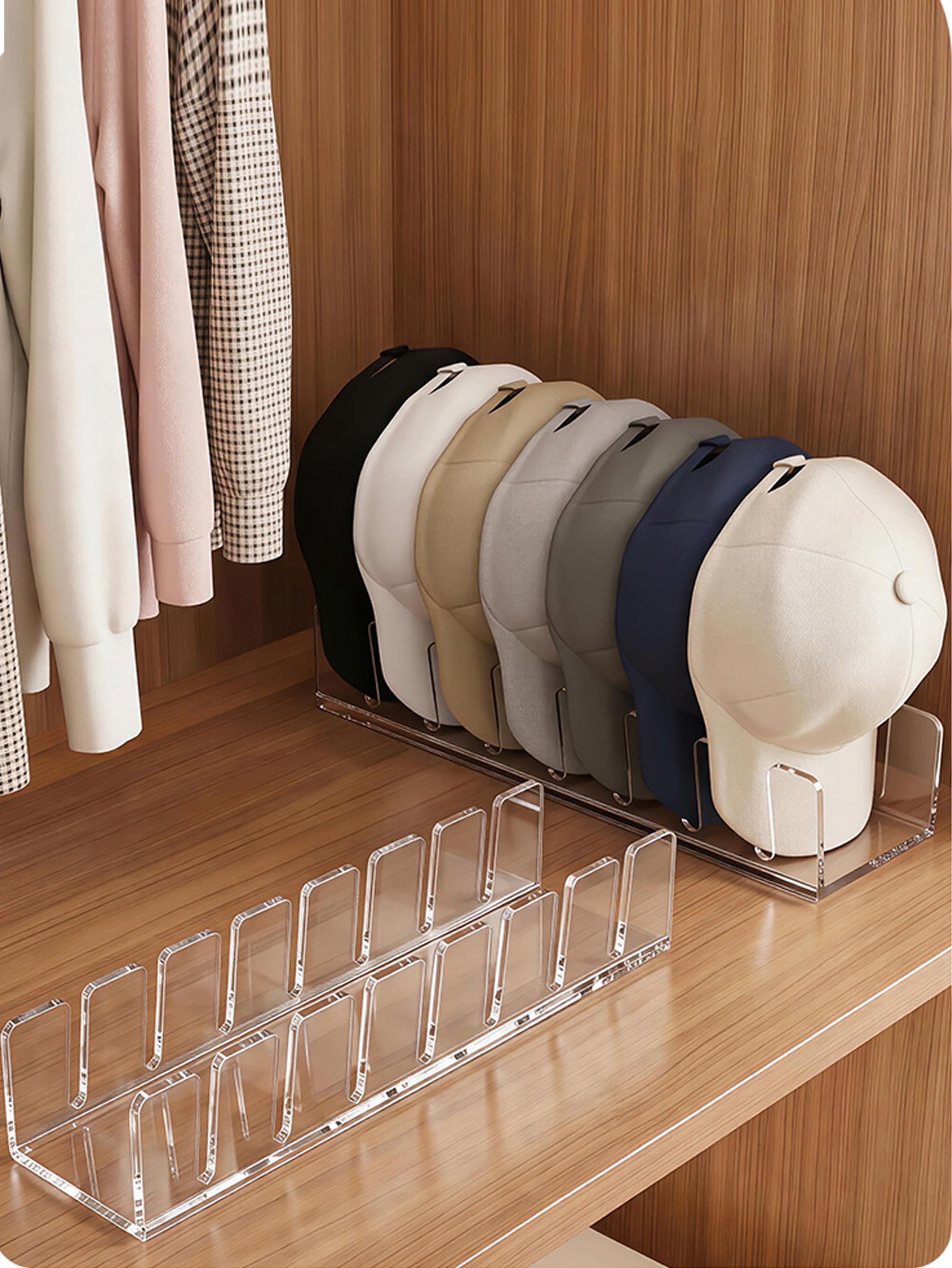 Acrylic Hat Organizer Baseball Cap Storage Rack with Display Slots – view 4