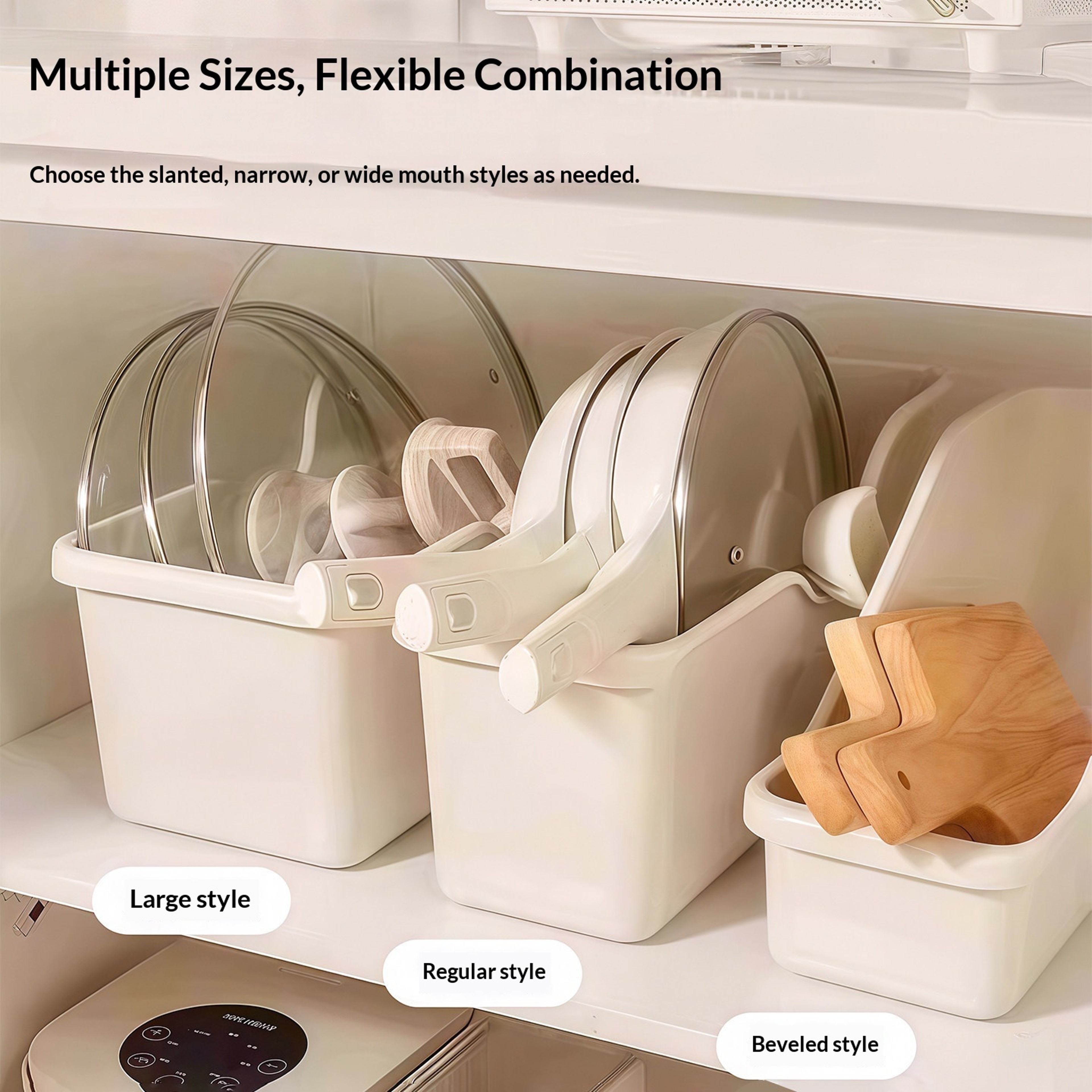 Rolling Storage Box With Wheels Kitchen Cabinet Organizer For Pots Lids Spices 3