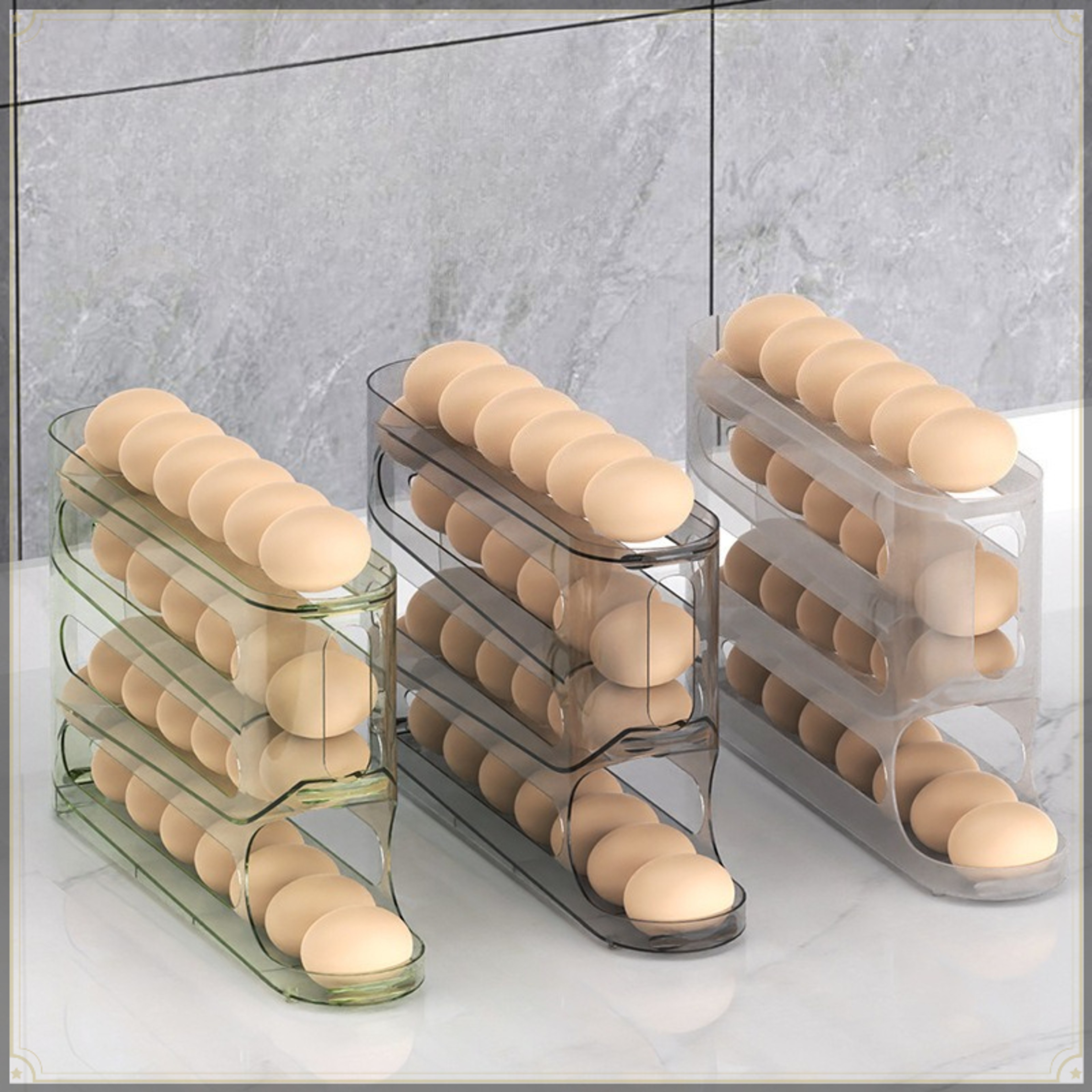 Rolling Egg Holder For Refrigerator Tier Space Saving Egg Storage Organizer 0