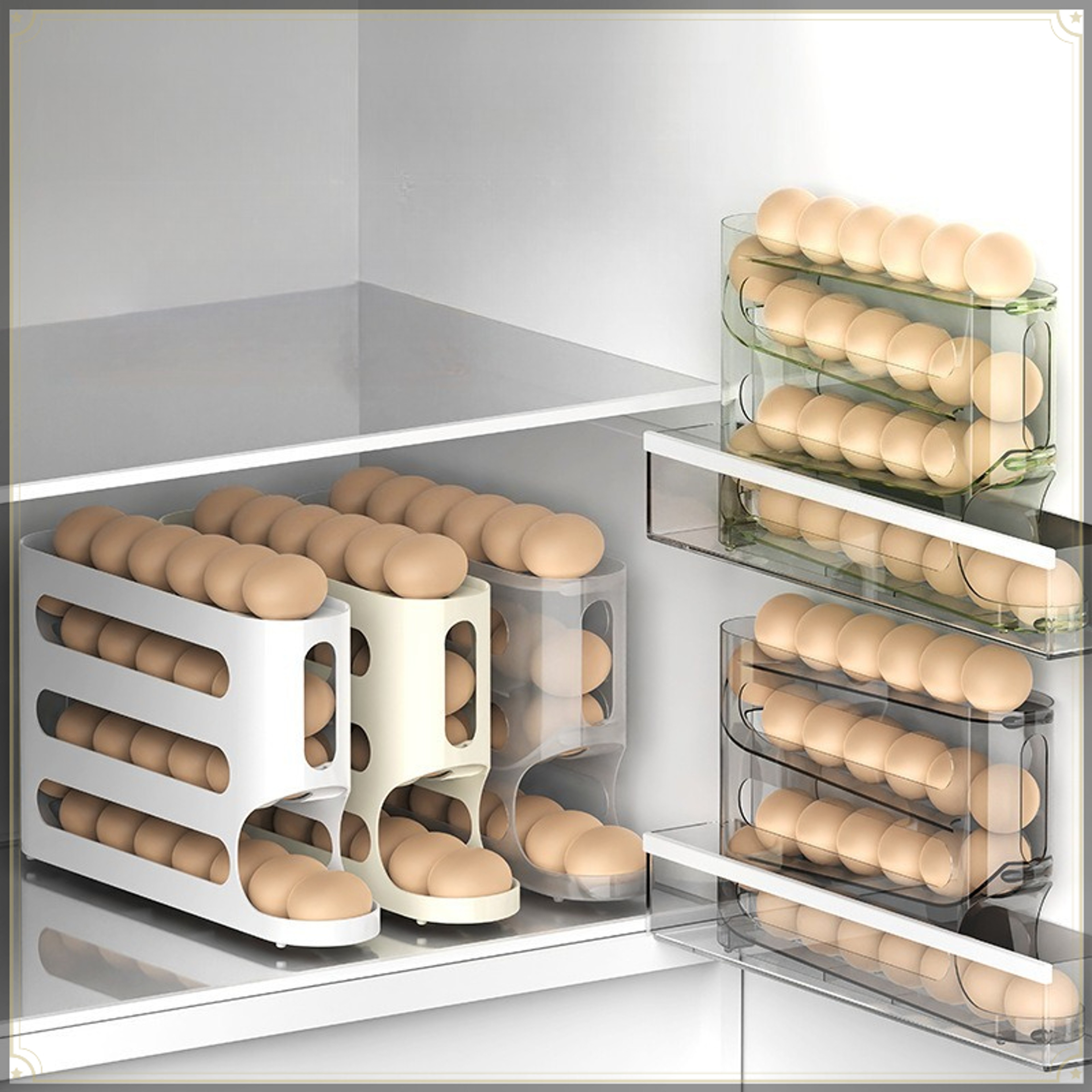 Rolling Egg Holder For Refrigerator Tier Space Saving Egg Storage Organizer 1