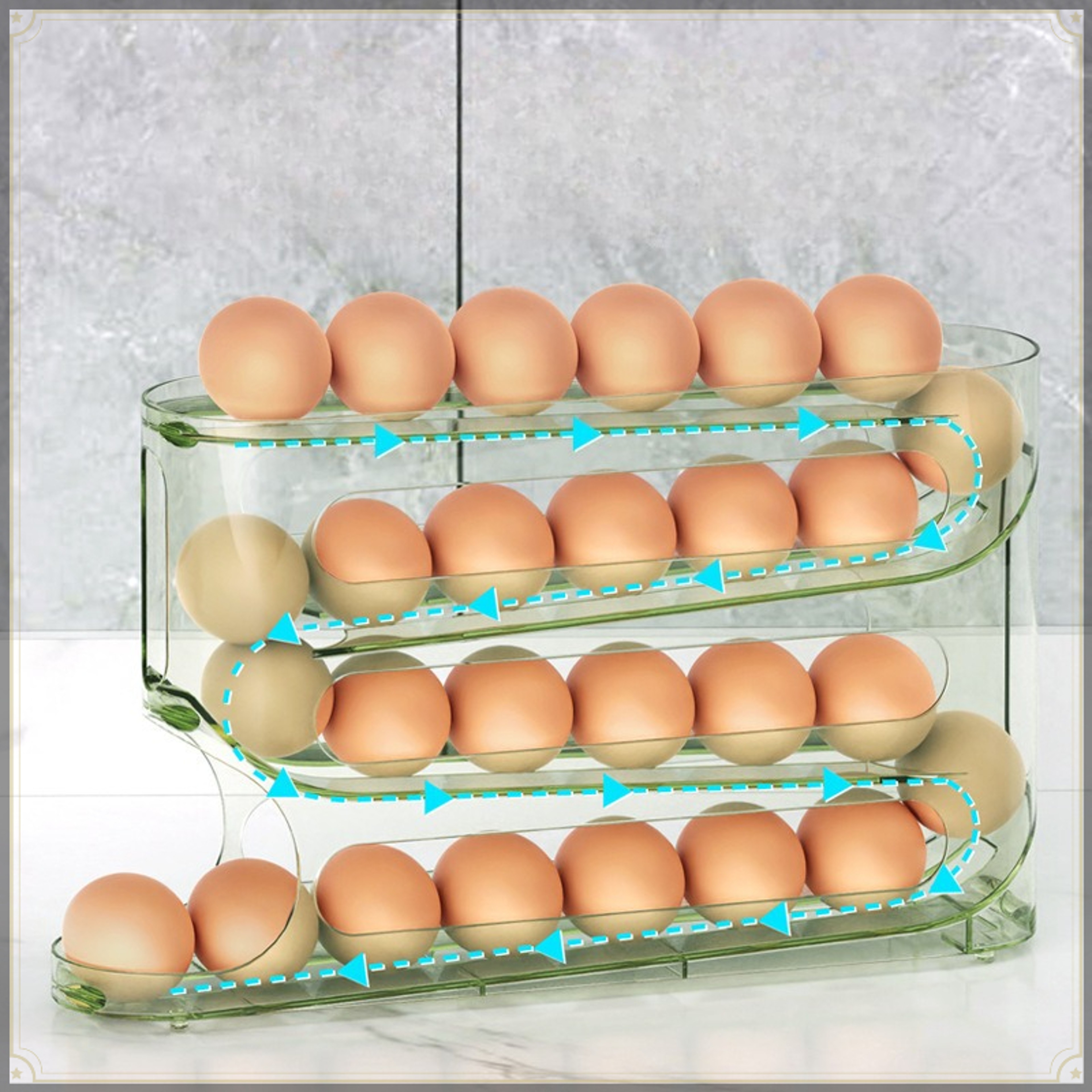 Rolling Egg Holder For Refrigerator Tier Space Saving Egg Storage Organizer 2